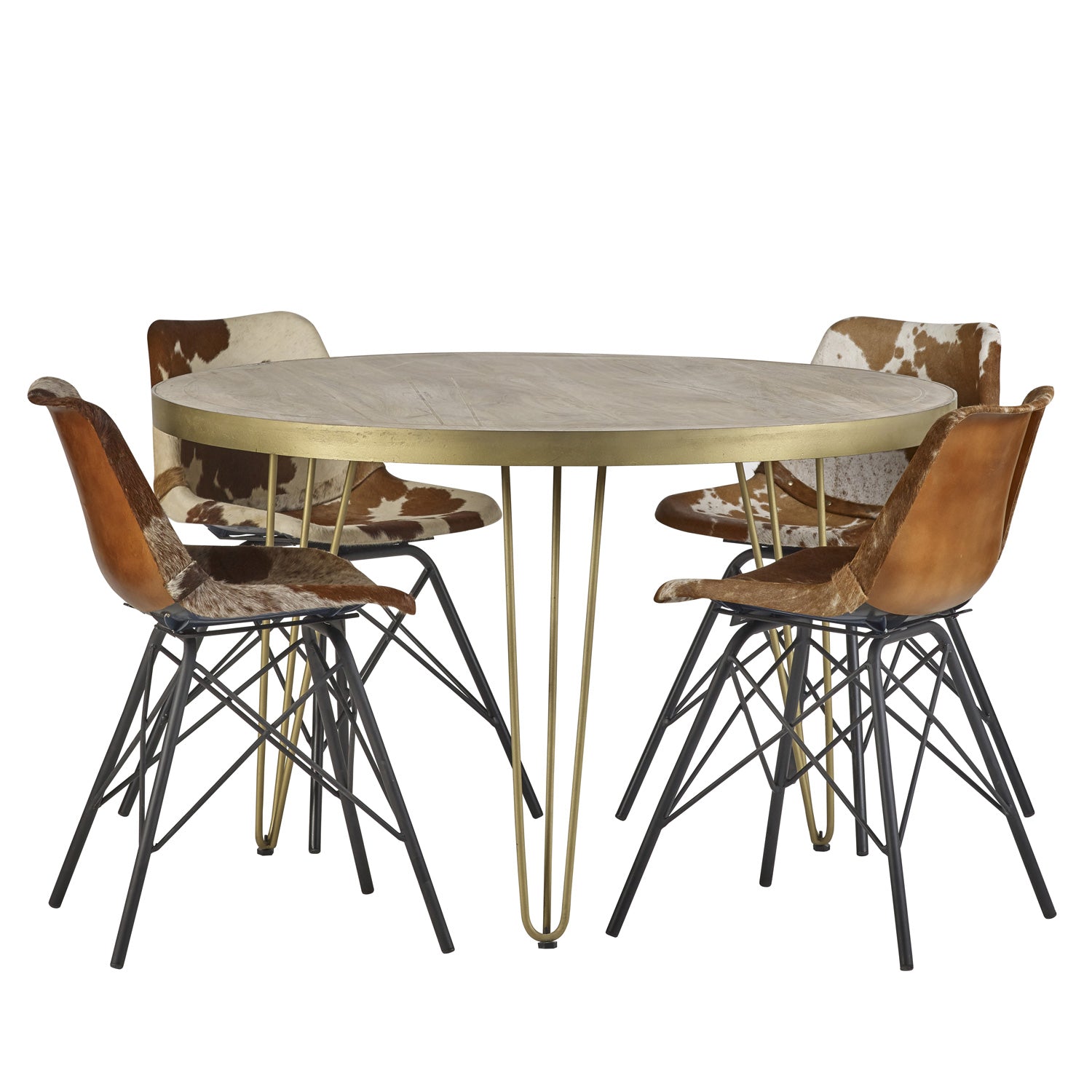 Ebern Light Gold Round Dining Table