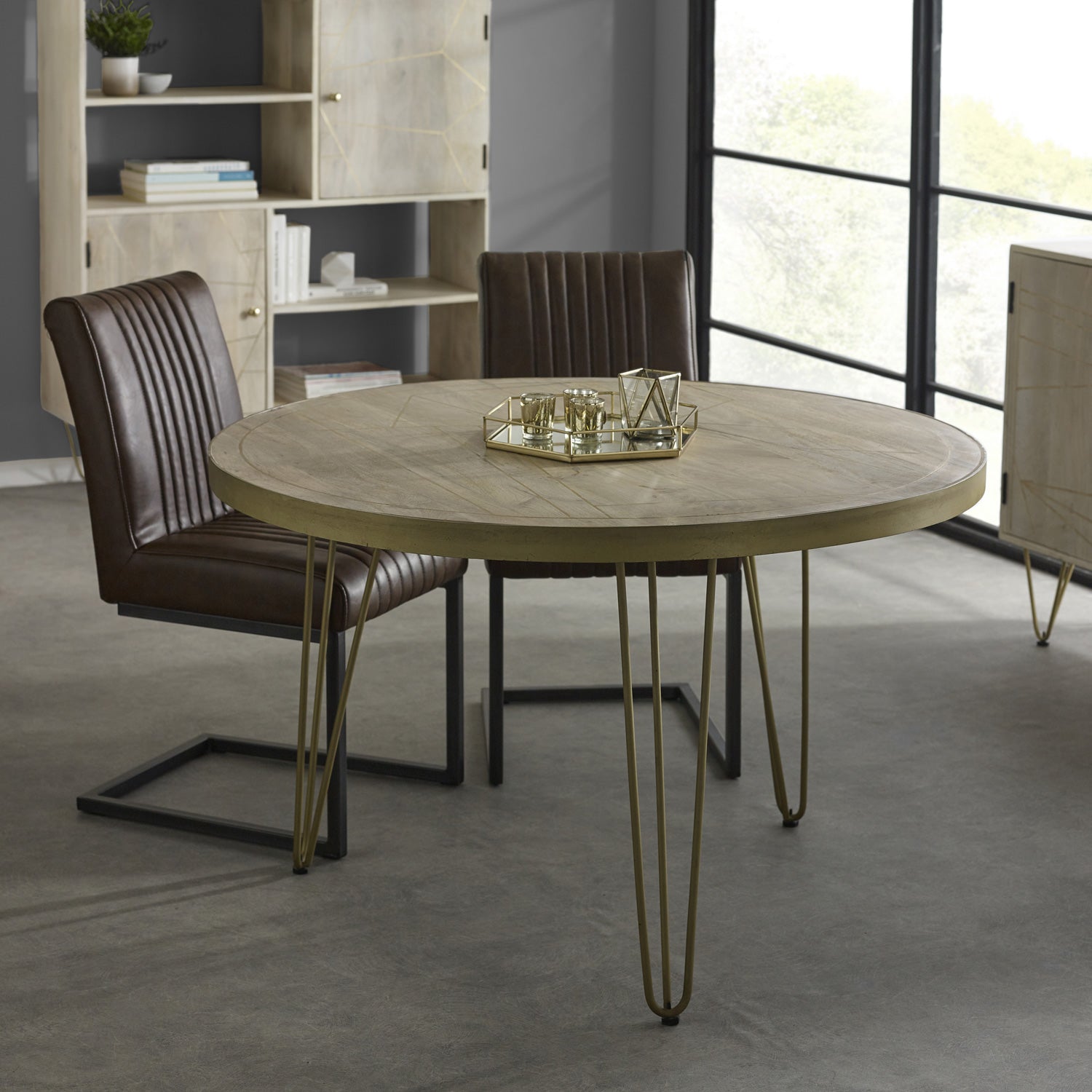 Ebern Light Gold Round Dining Table