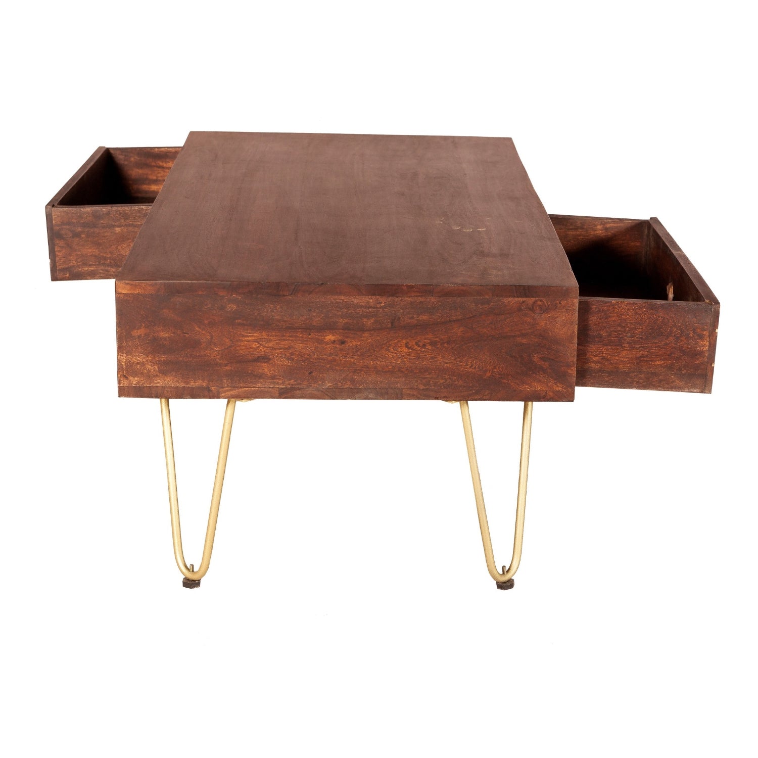 Ebern Dark Gold Rectangular Coffee Table With Drawer