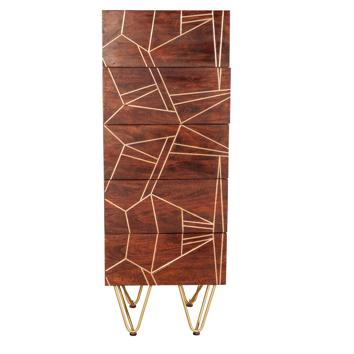 Ebern Dark Gold Tall Chest Of Drawers