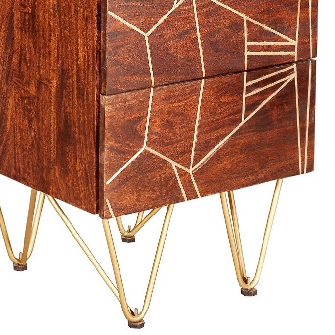 Ebern Dark Gold Tall Chest Of Drawers