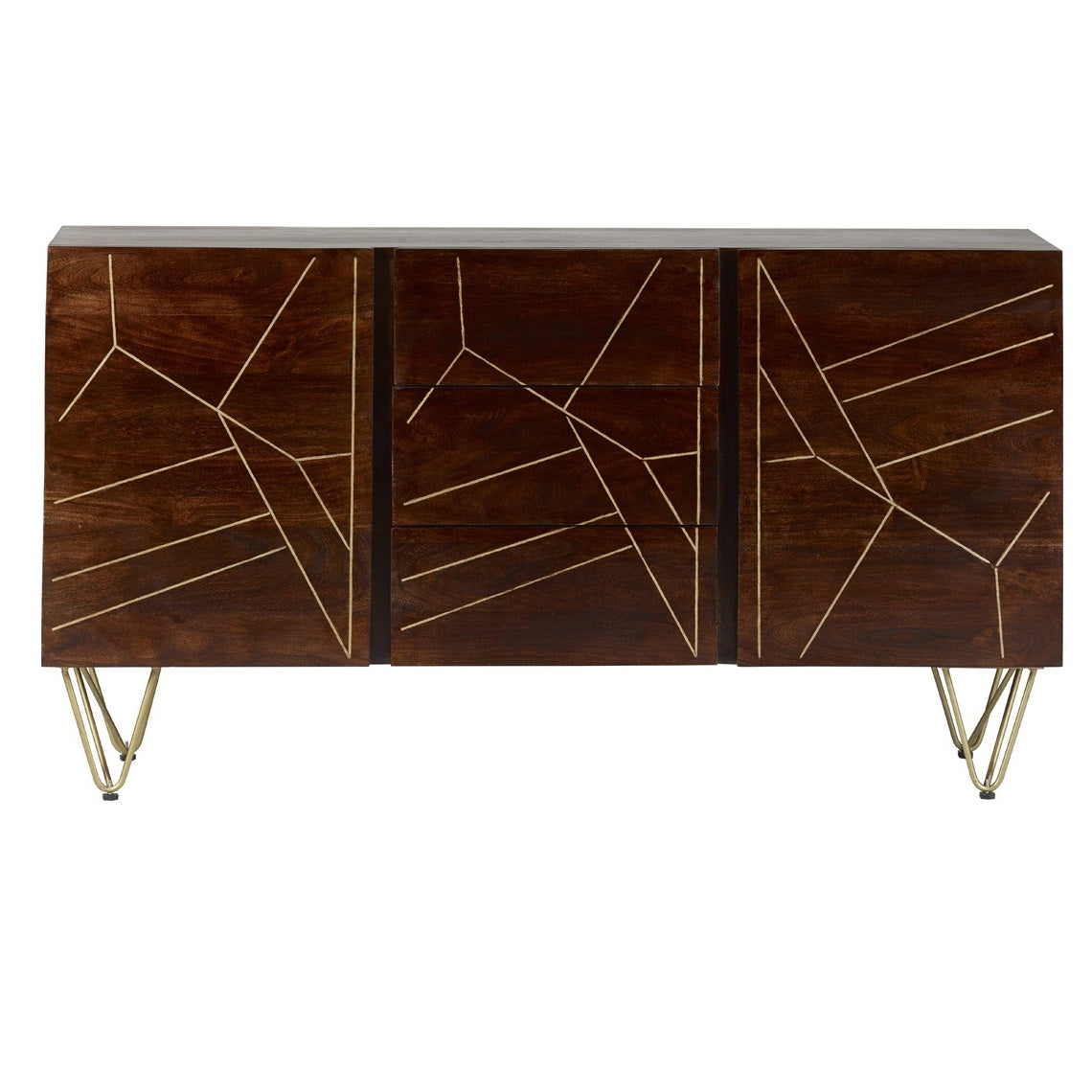 Ebern Dark Gold Extra Large Sideboard 3 Drawers And 2 Doors