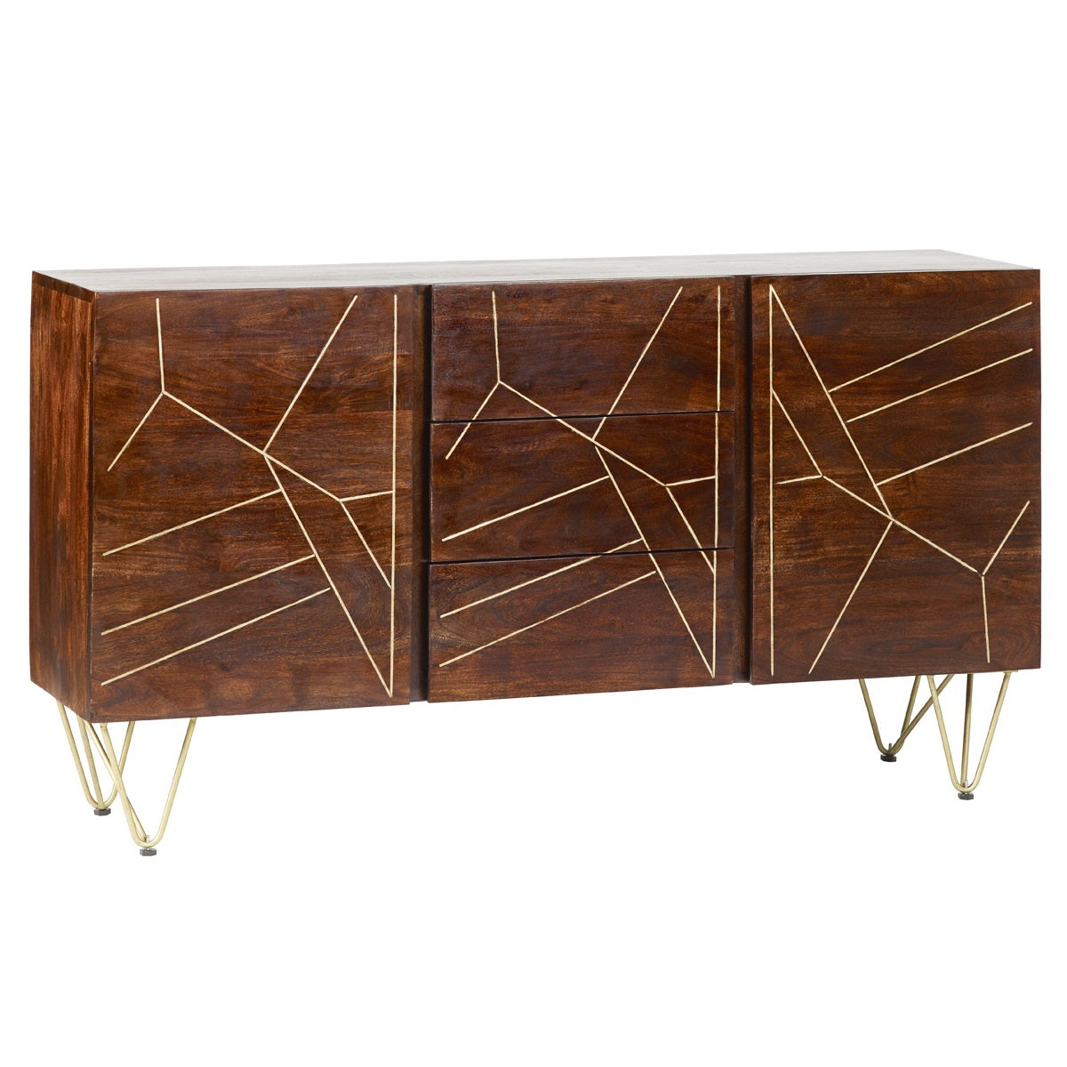 Ebern Dark Gold Extra Large Sideboard 3 Drawers And 2 Doors
