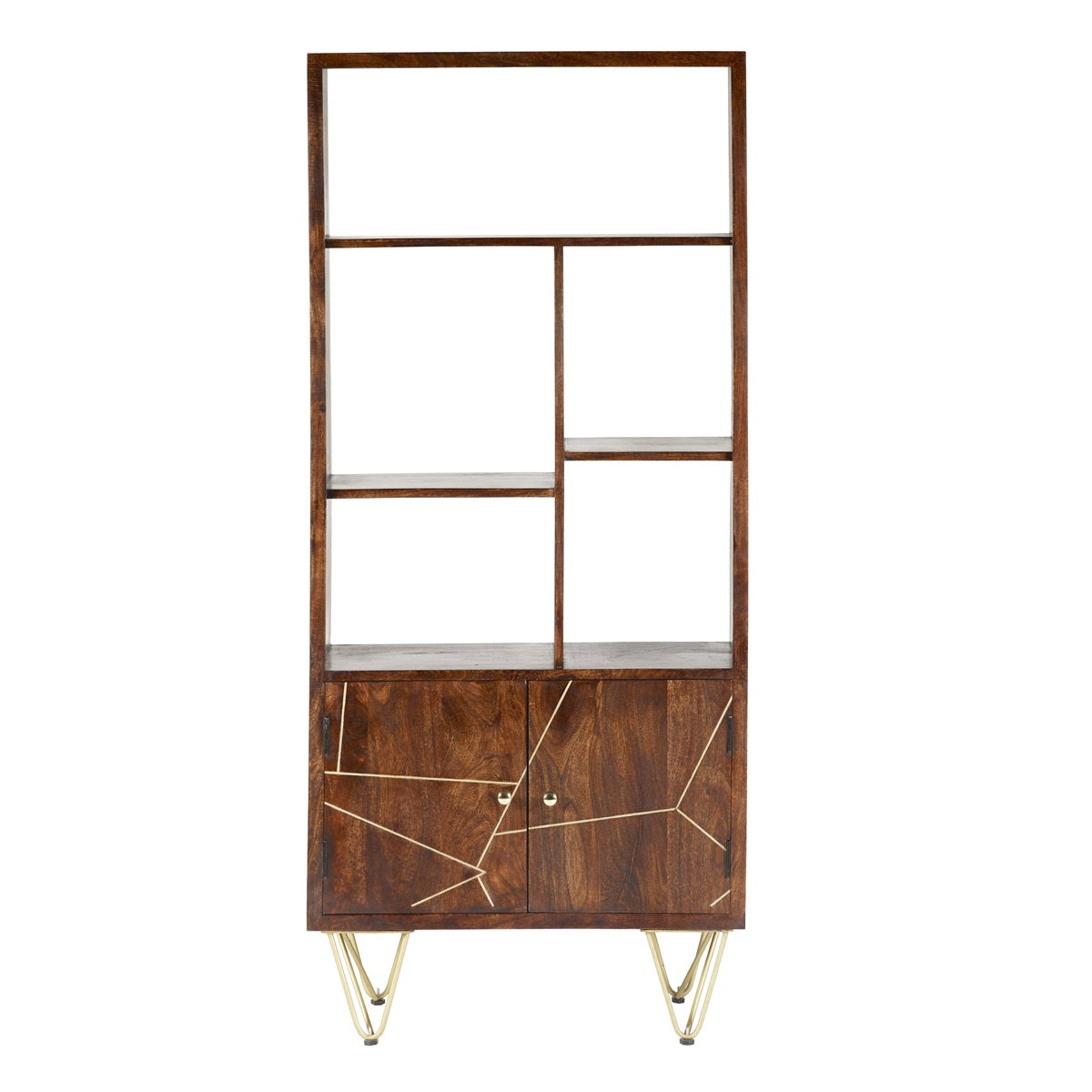 Ebern Dark Gold Large Bookcase 2 Door