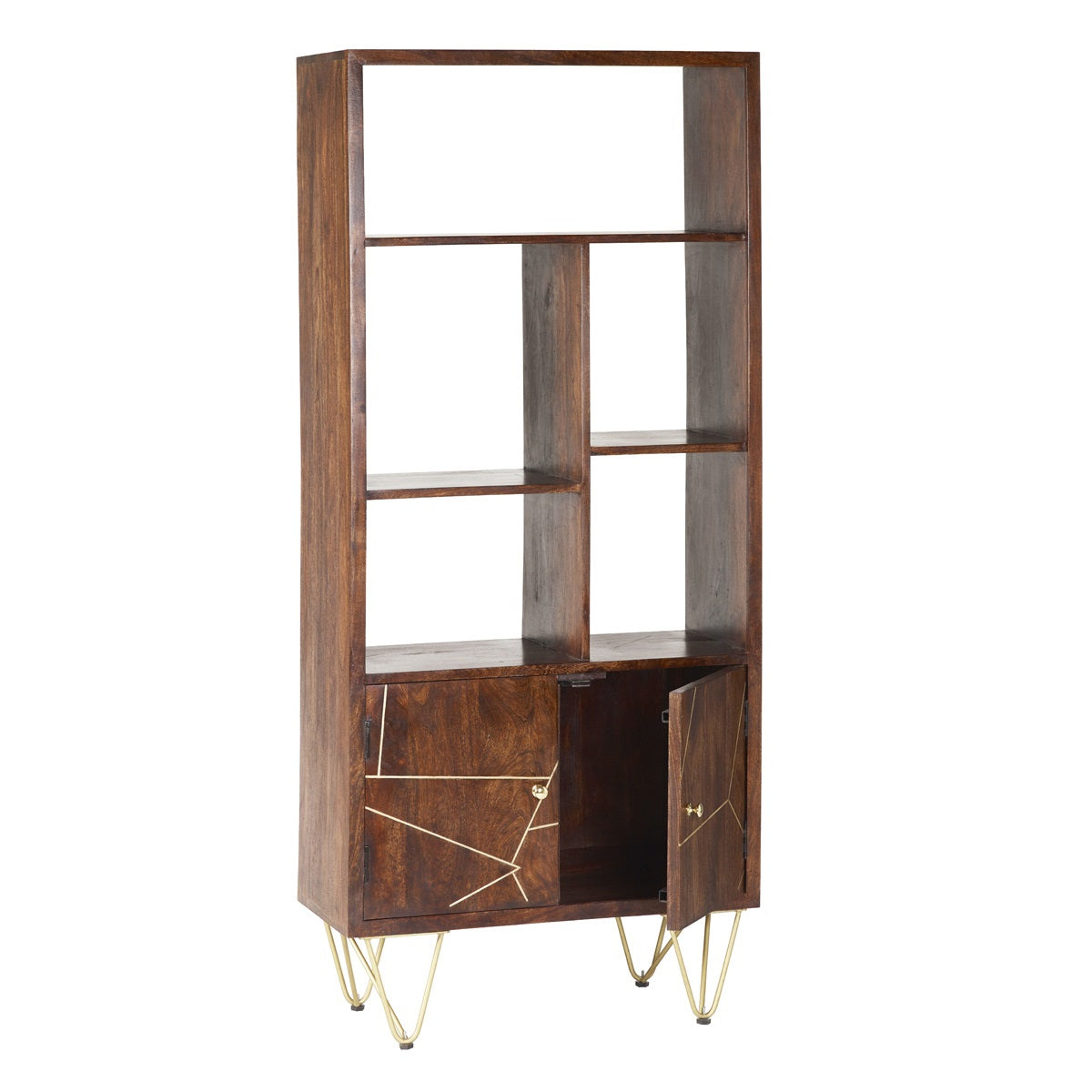 Ebern Dark Gold Large Bookcase 2 Door