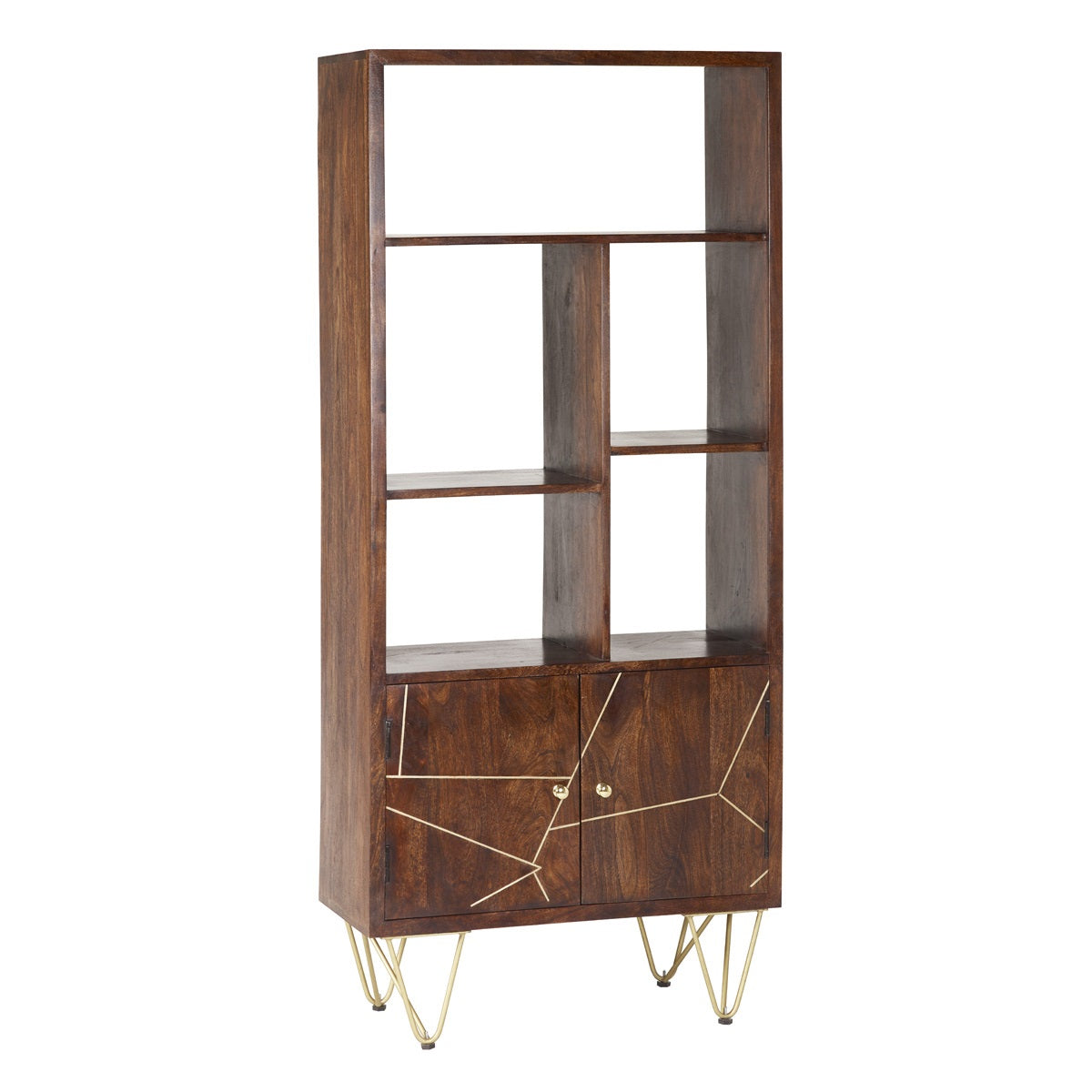 Ebern Dark Gold Large Bookcase 2 Door