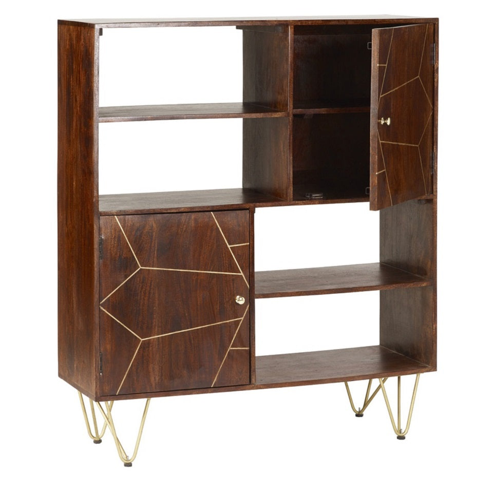 Ebern Dark Gold Display Cabinet
