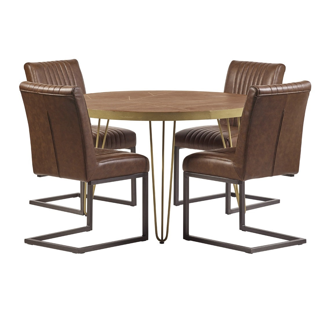 Ebern Dark Gold Round Dining Table