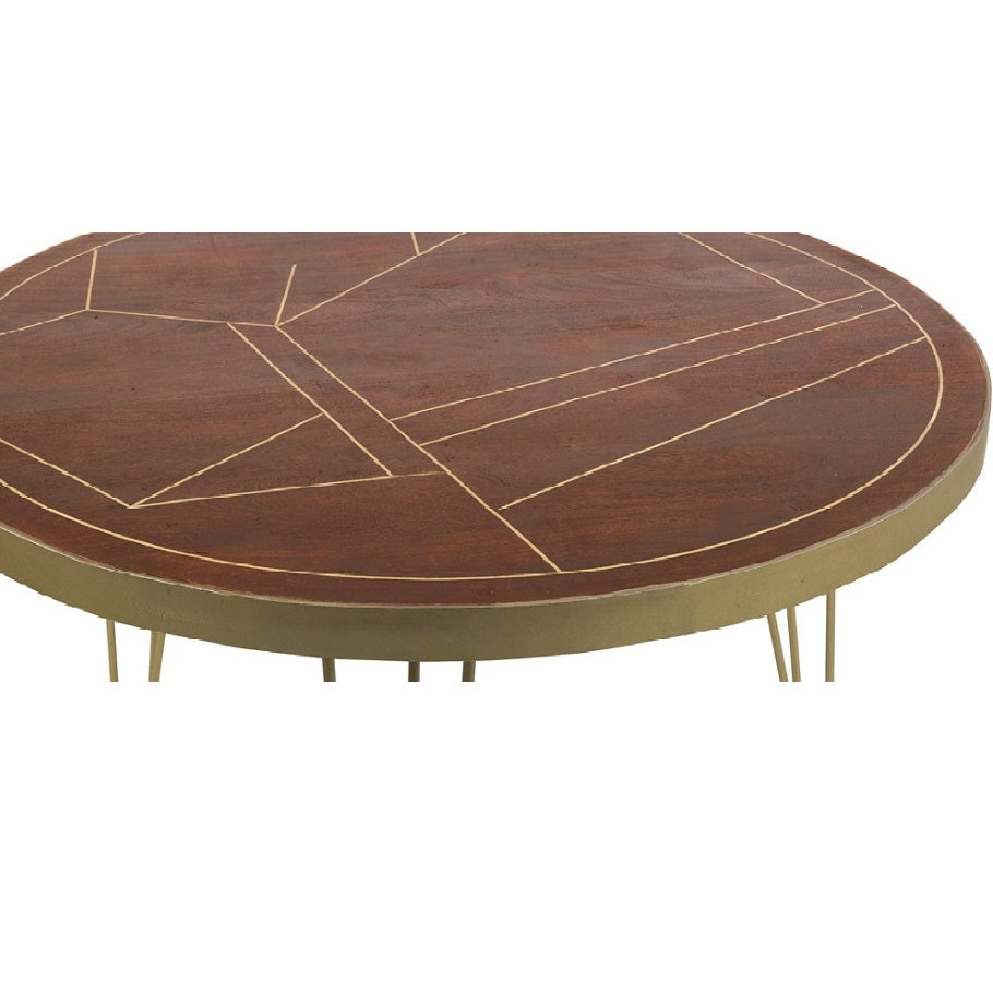 Ebern Dark Gold Round Dining Table