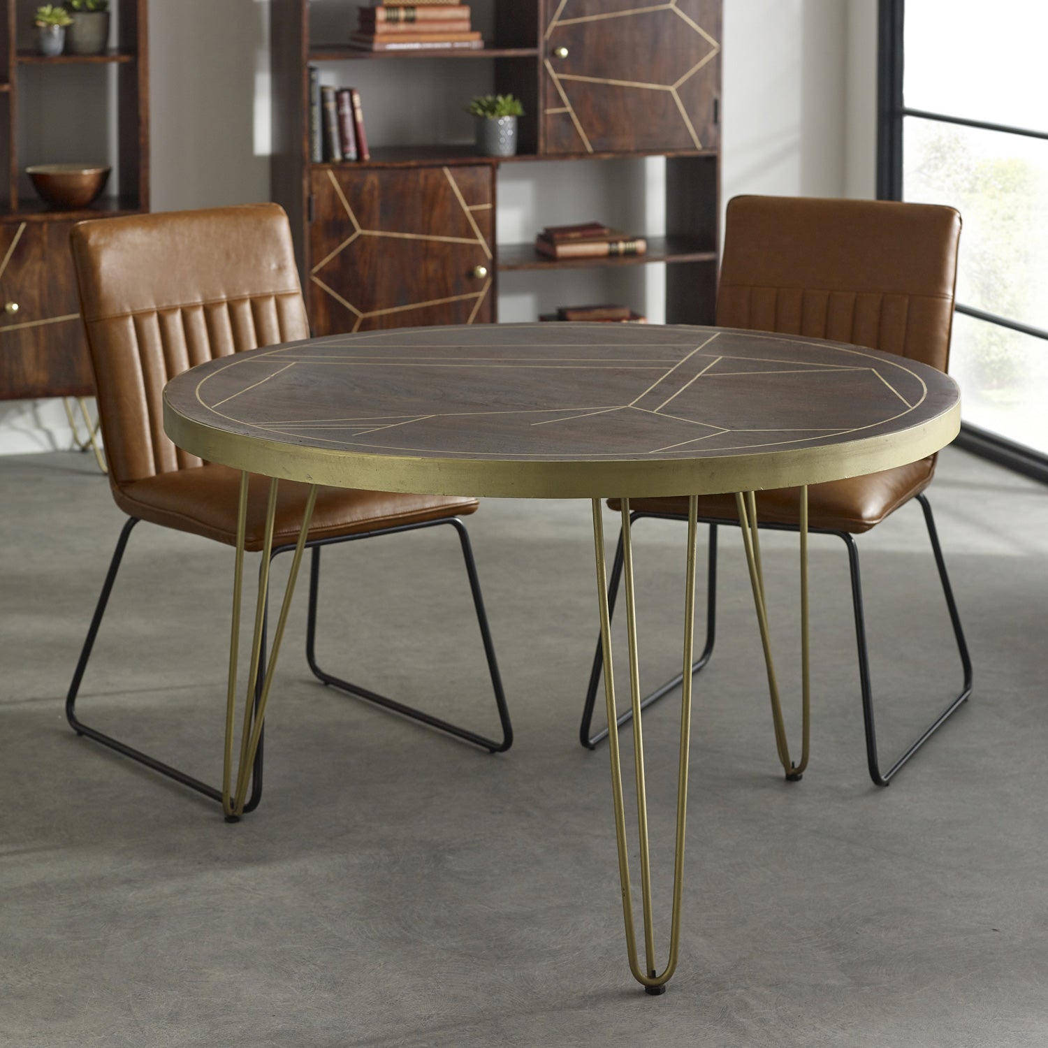 Ebern Dark Gold Round Dining Table