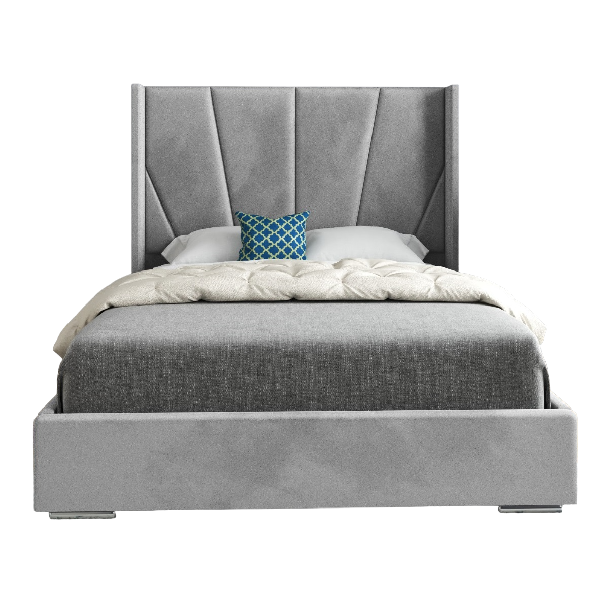 Bellini Wide Curved Winged Upholstered Soft Velvet Bed Frame