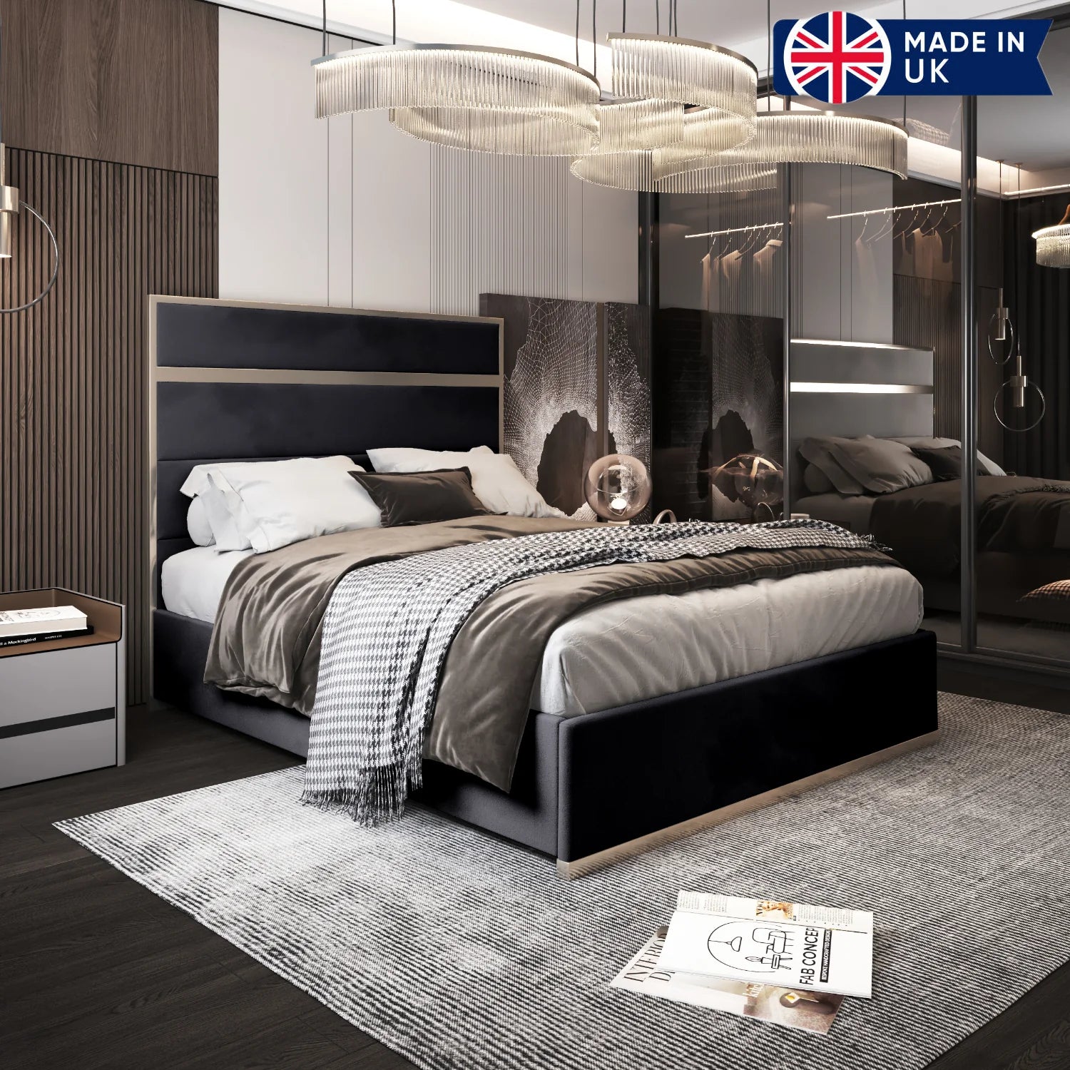 Bentley Upholstered Soft Velvet Metal Bed Frame
