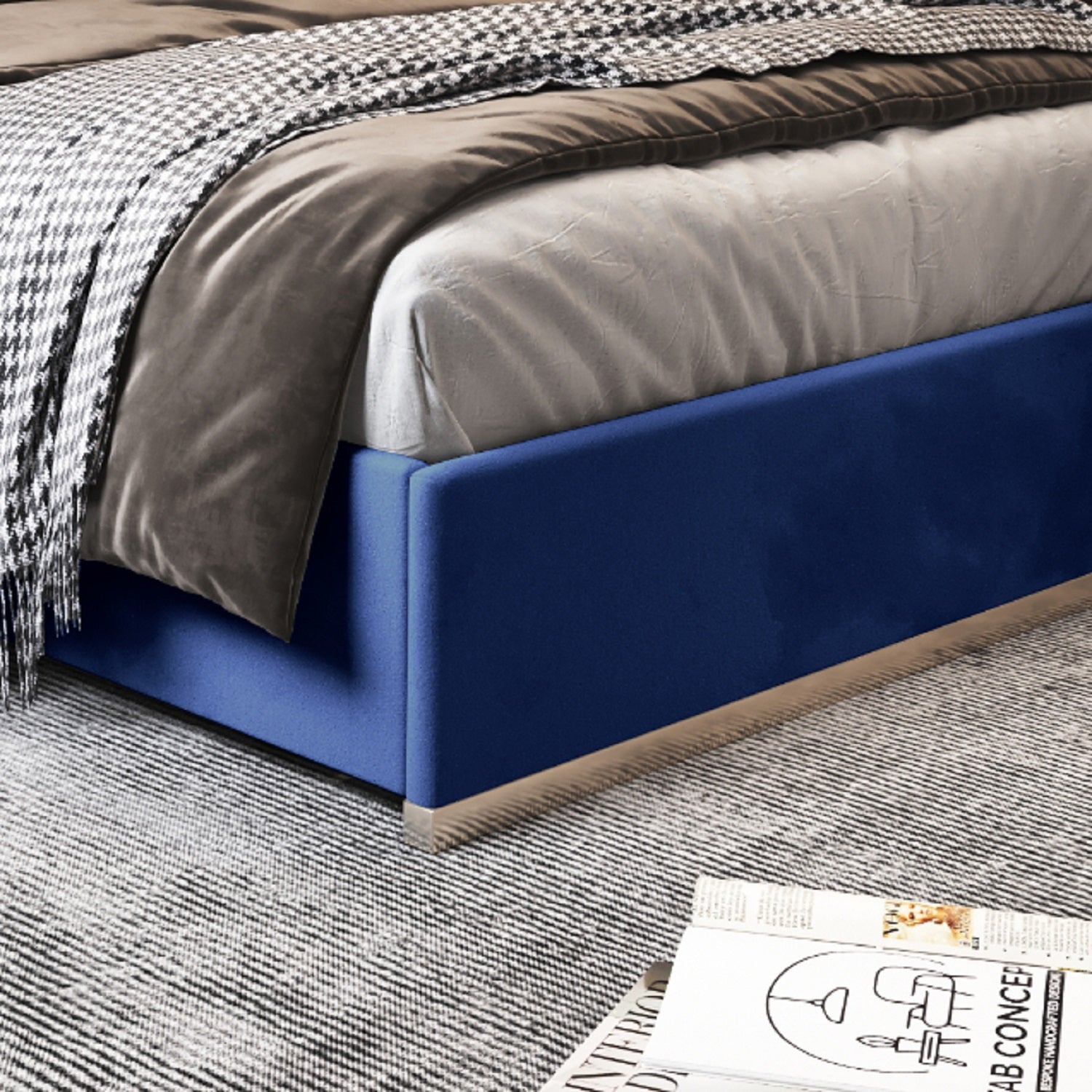 Bentley Upholstered Soft Velvet Metal Bed Frame