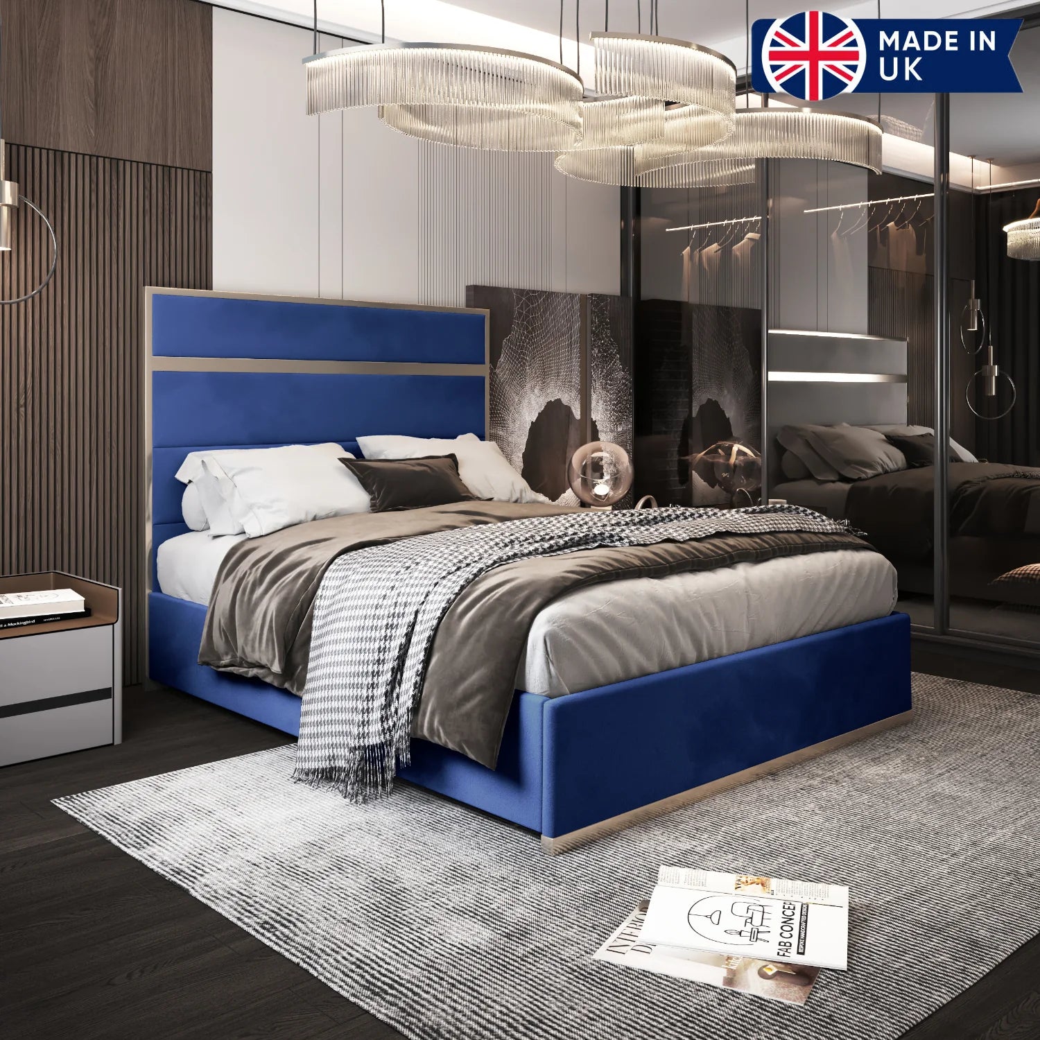 Bentley Upholstered Soft Velvet Metal Bed Frame