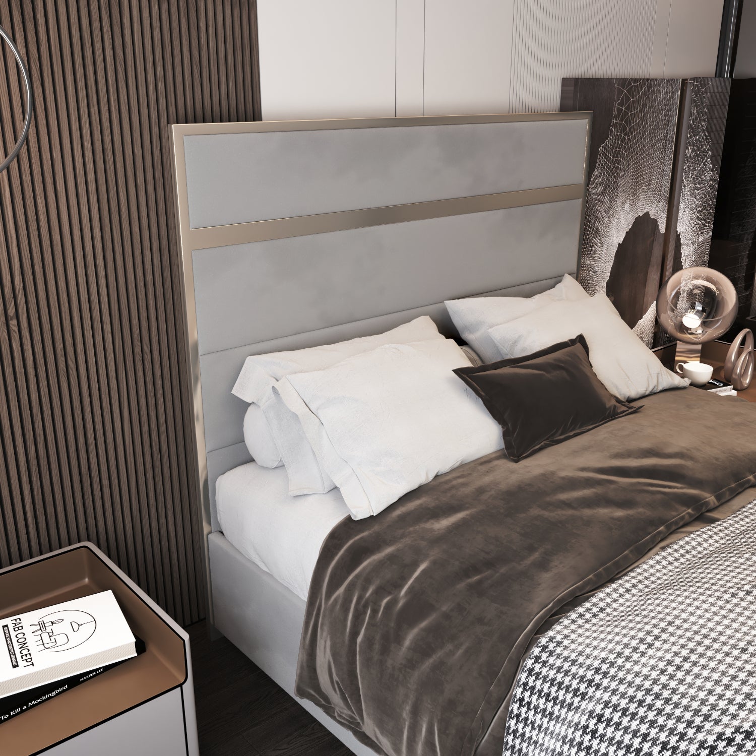 Bentley Upholstered Soft Velvet Metal Bed Frame