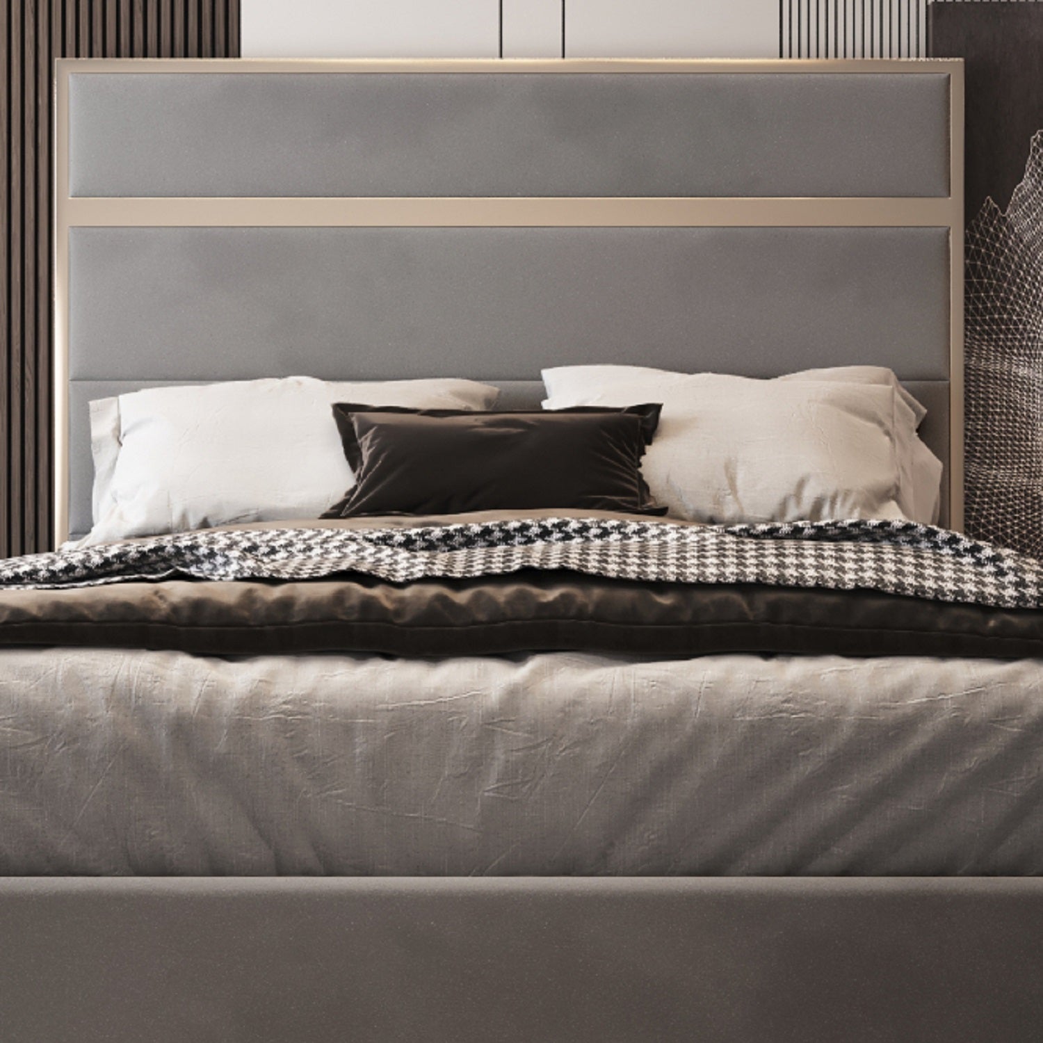 Bentley Upholstered Soft Velvet Metal Bed Frame