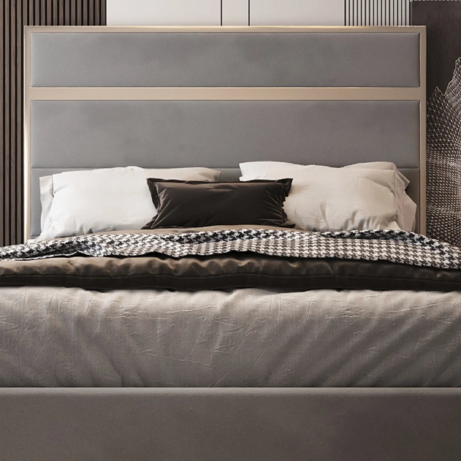 Bentley Upholstered Soft Velvet Metal Bed Frame
