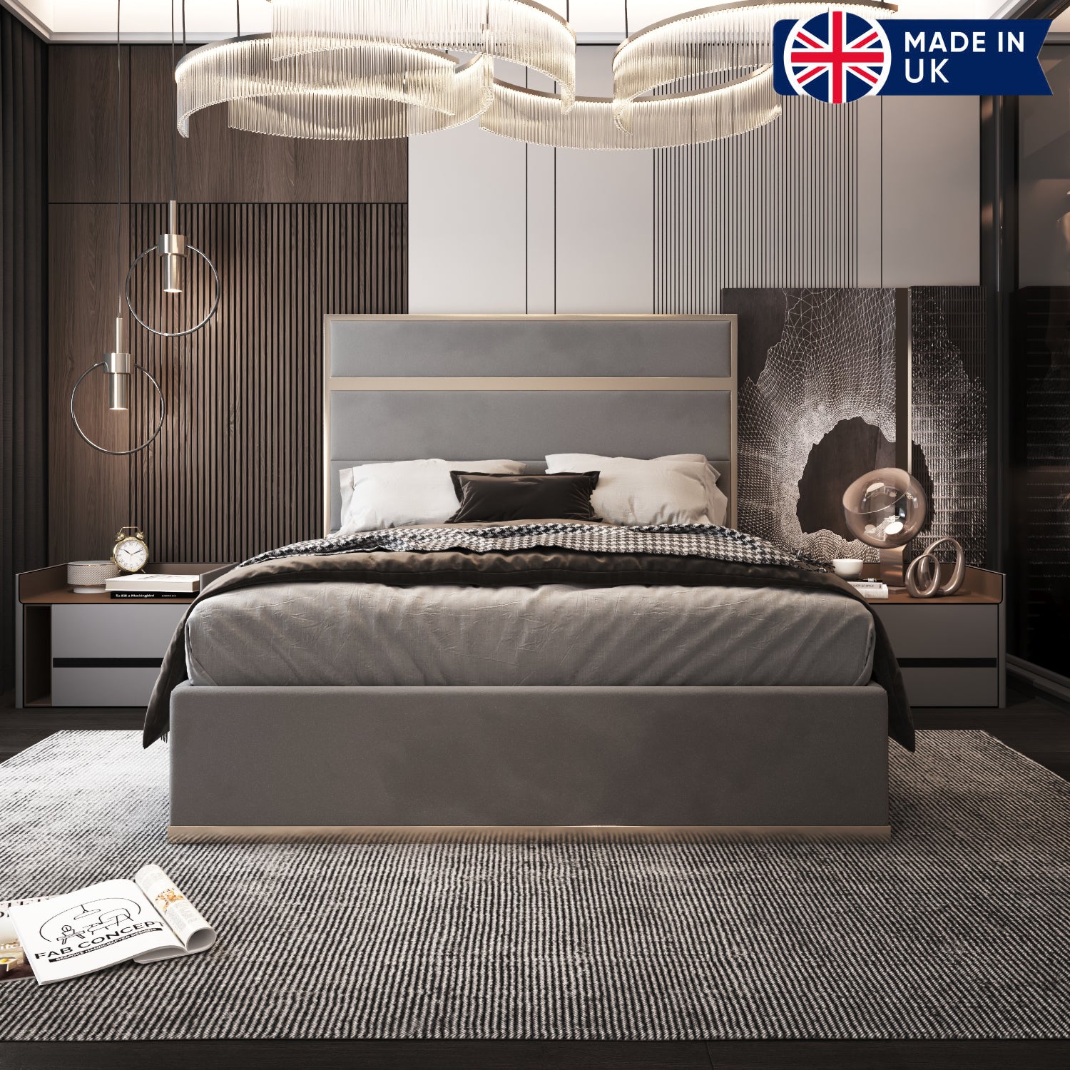 Bentley Upholstered Soft Velvet Metal Bed Frame