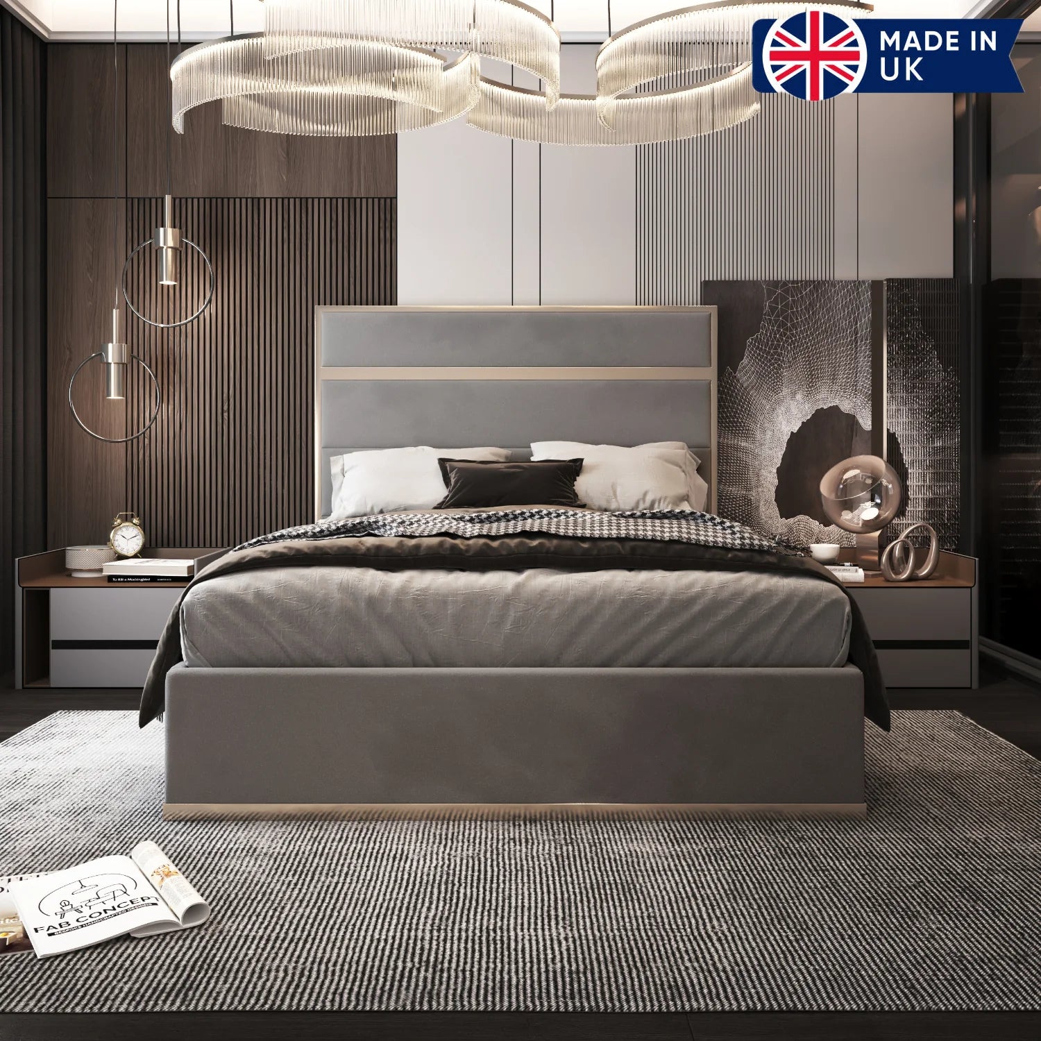 Bentley Upholstered Soft Velvet Metal Bed Frame