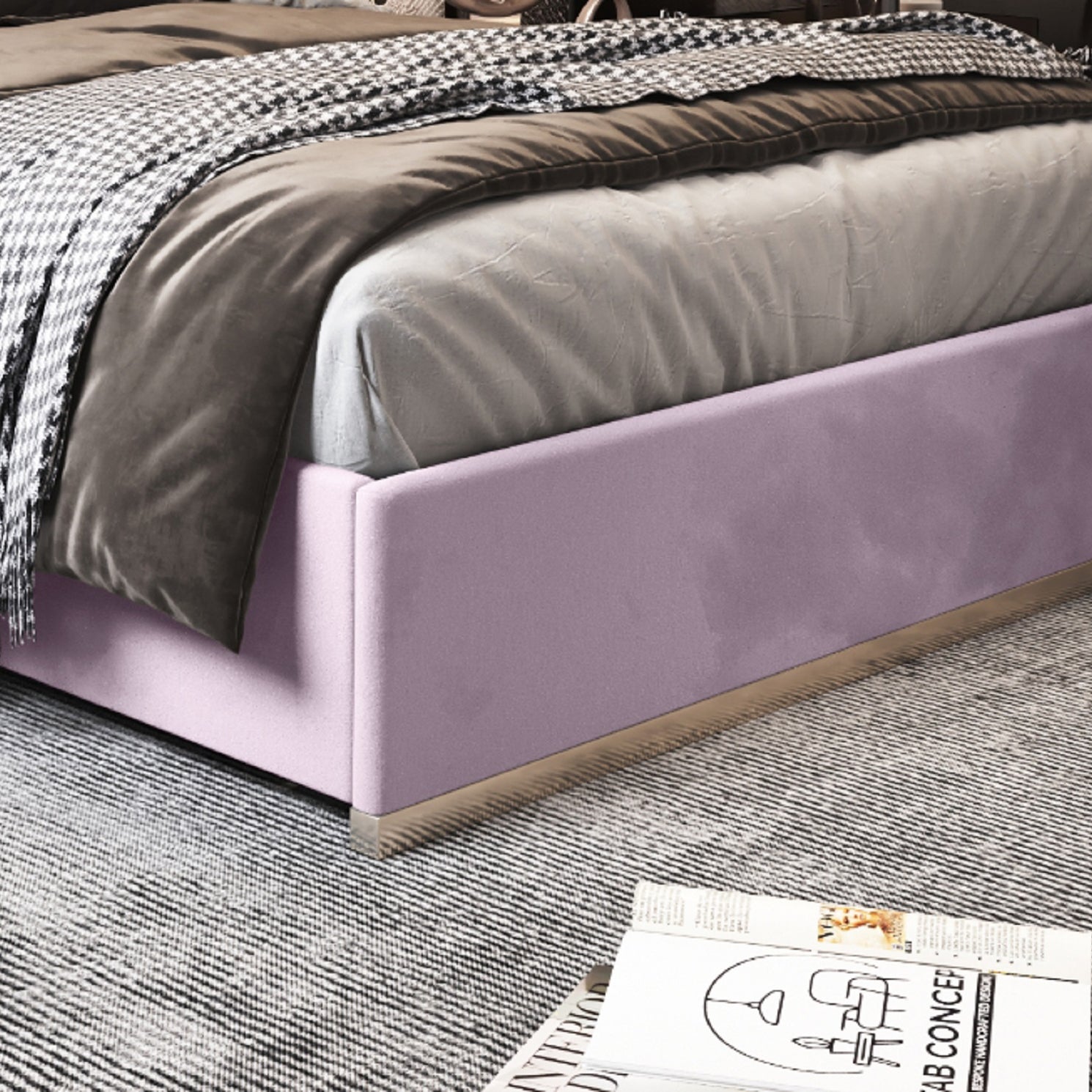 Bentley Upholstered Soft Velvet Metal Bed Frame