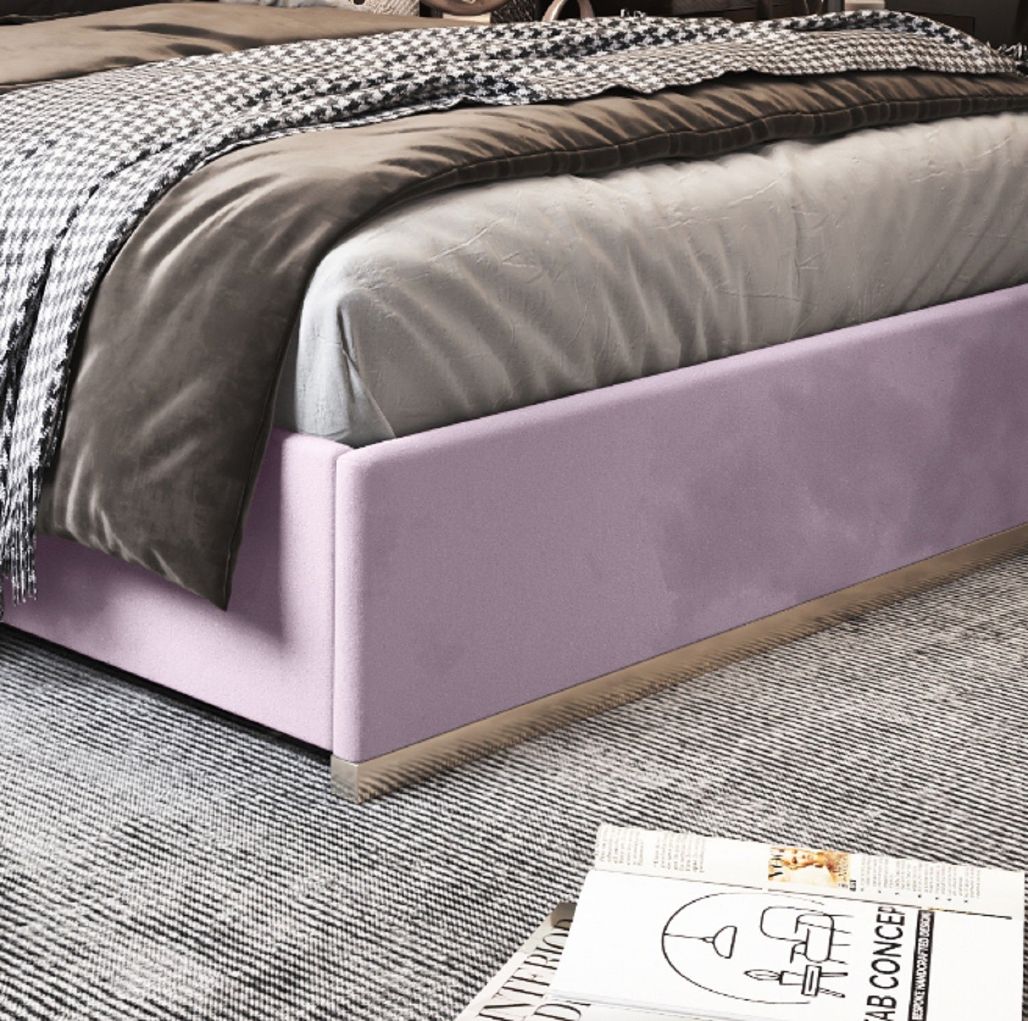 Bentley Upholstered Soft Velvet Metal Bed Frame