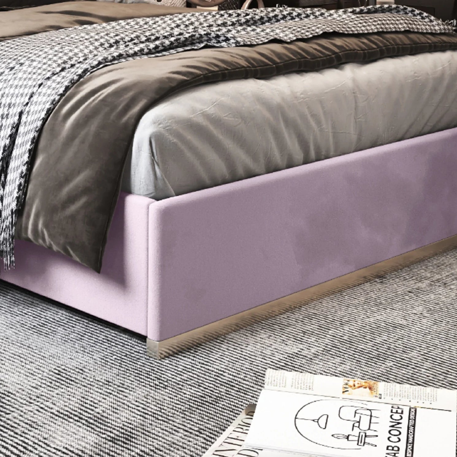 Bentley Upholstered Soft Velvet Metal Bed Frame