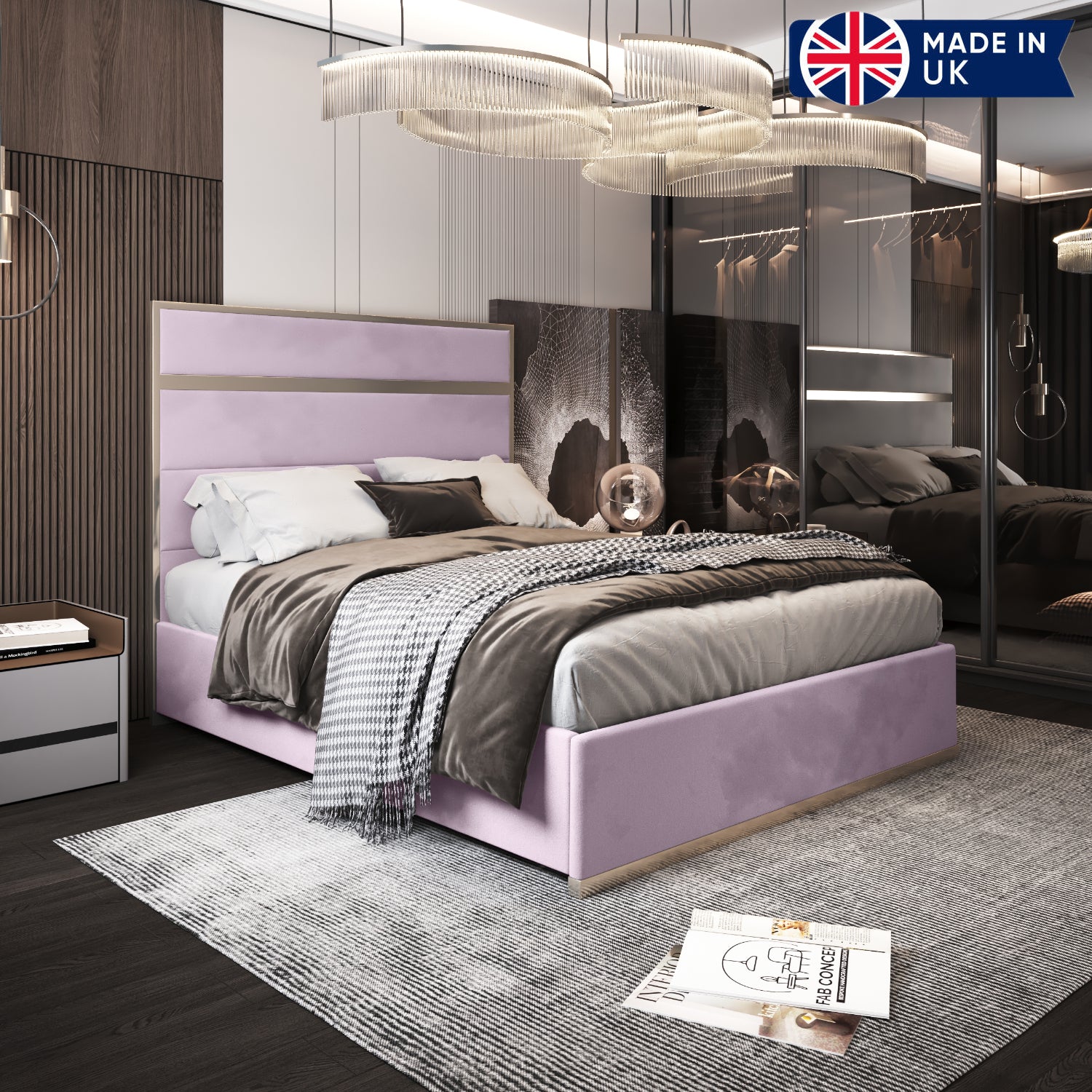 Bentley Upholstered Soft Velvet Metal Bed Frame