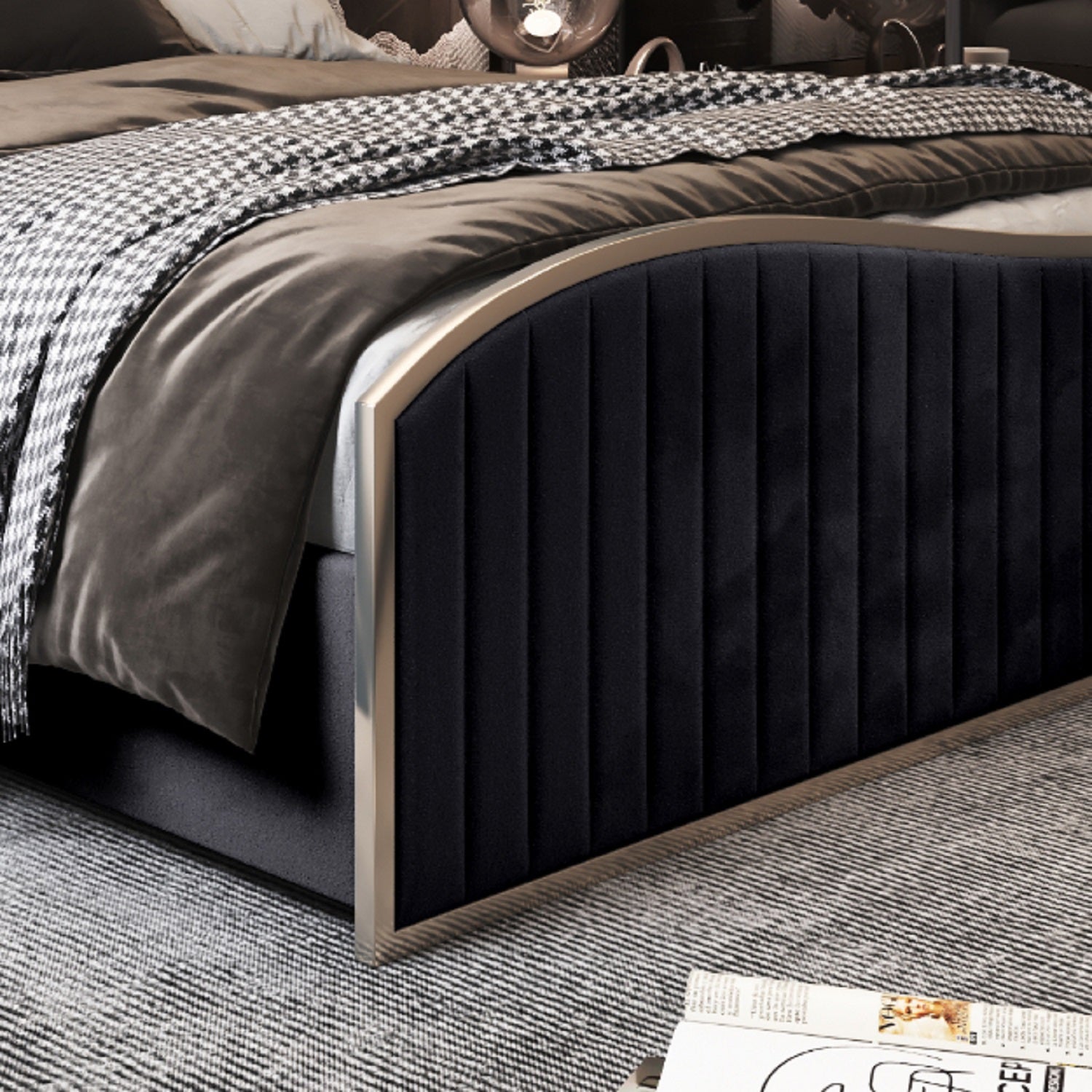 Brixton Upholstered Soft Velvet Metal Bed Frame