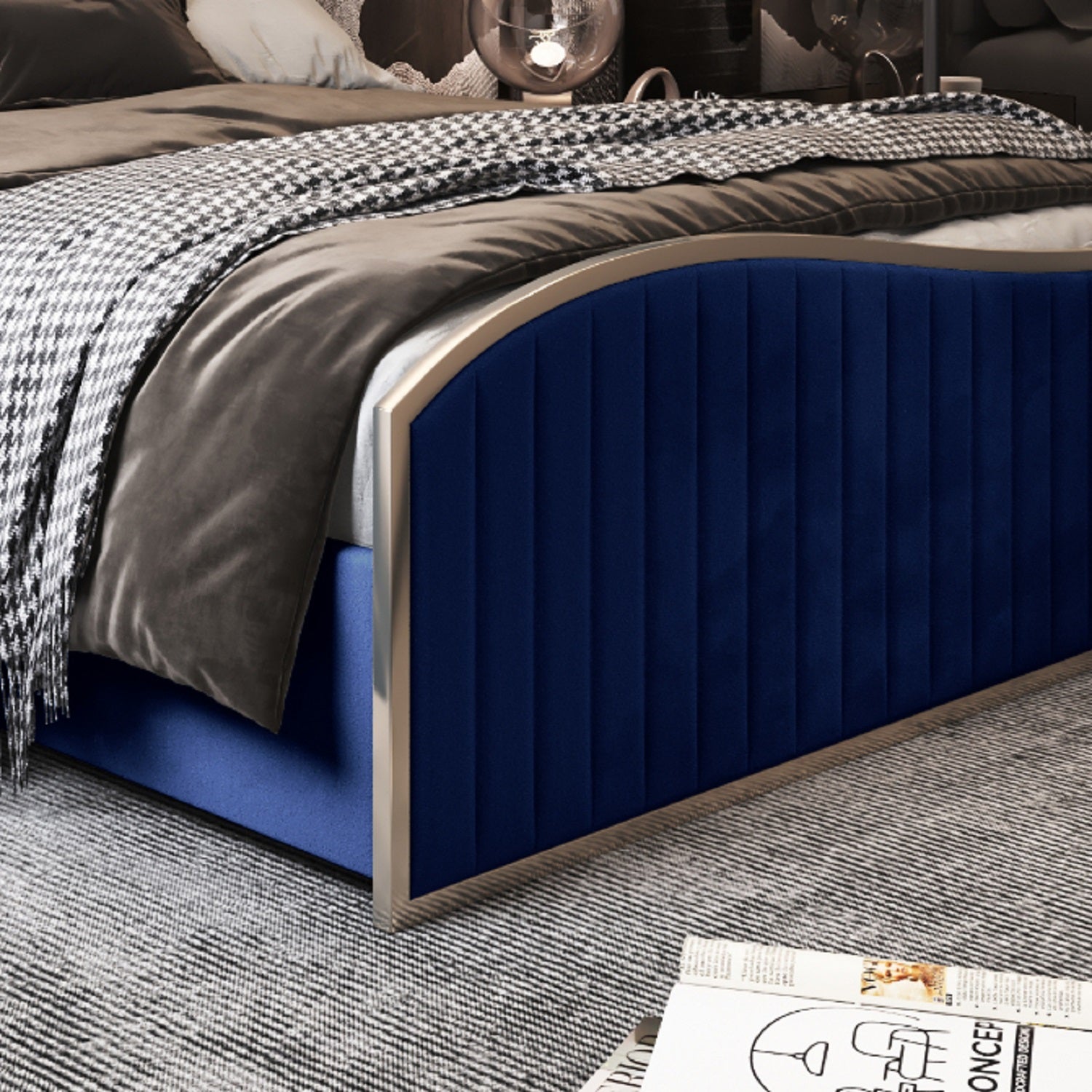 Brixton Upholstered Soft Velvet Metal Bed Frame