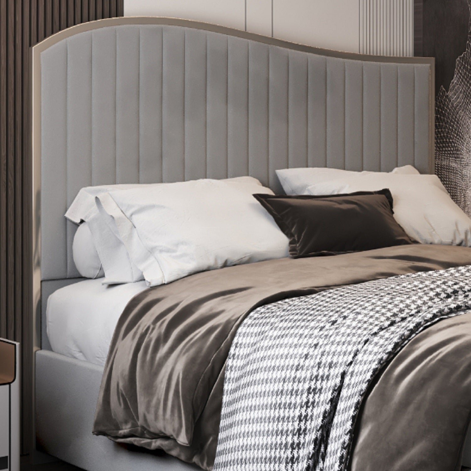 Brixton Upholstered Soft Velvet Metal Bed Frame