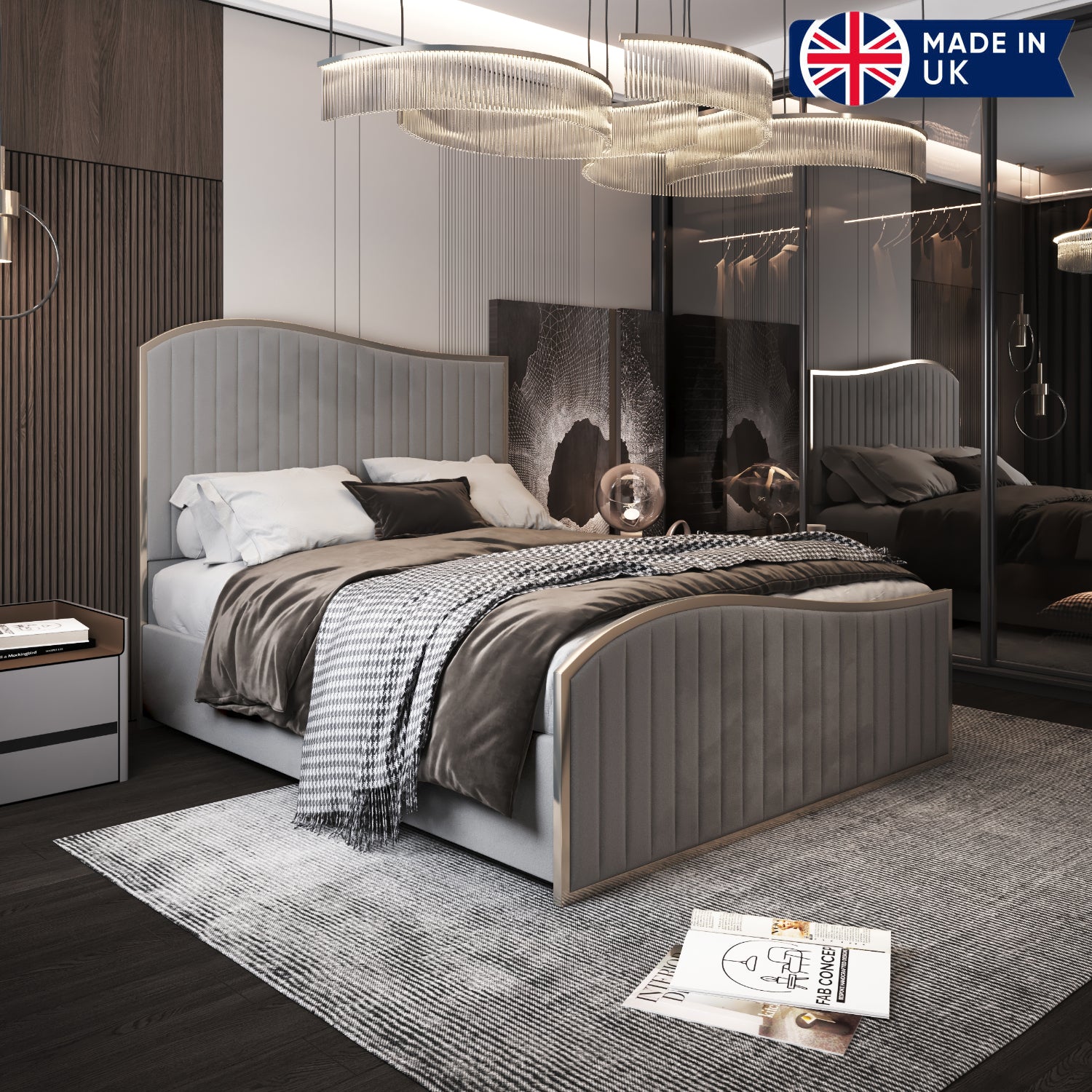 Brixton Upholstered Soft Velvet Metal Bed Frame