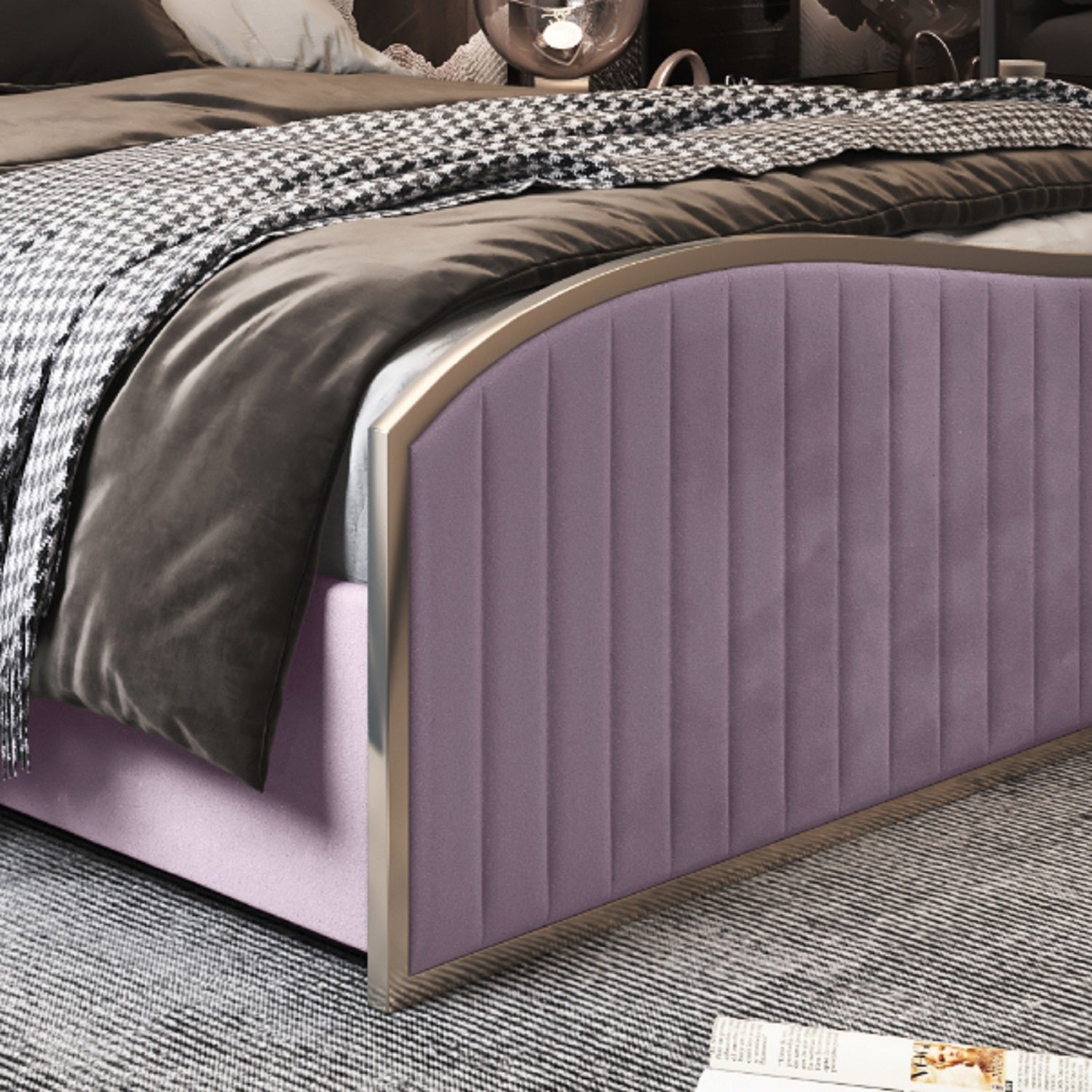 Brixton Upholstered Soft Velvet Metal Bed Frame