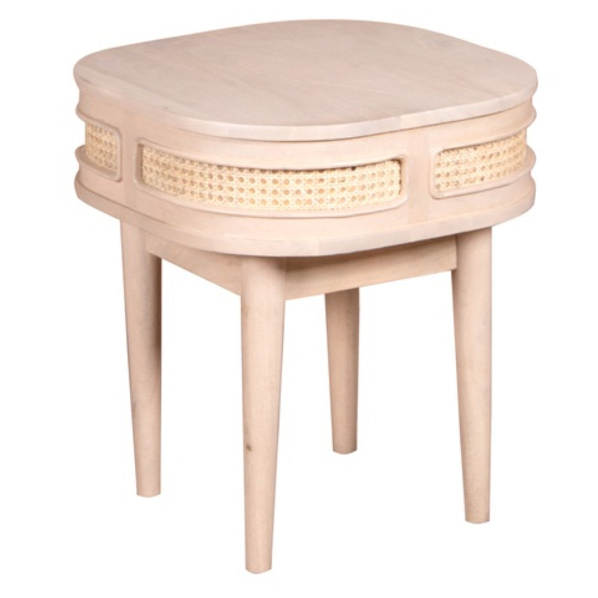 Adah Cane & Mango Wood Bedside Table