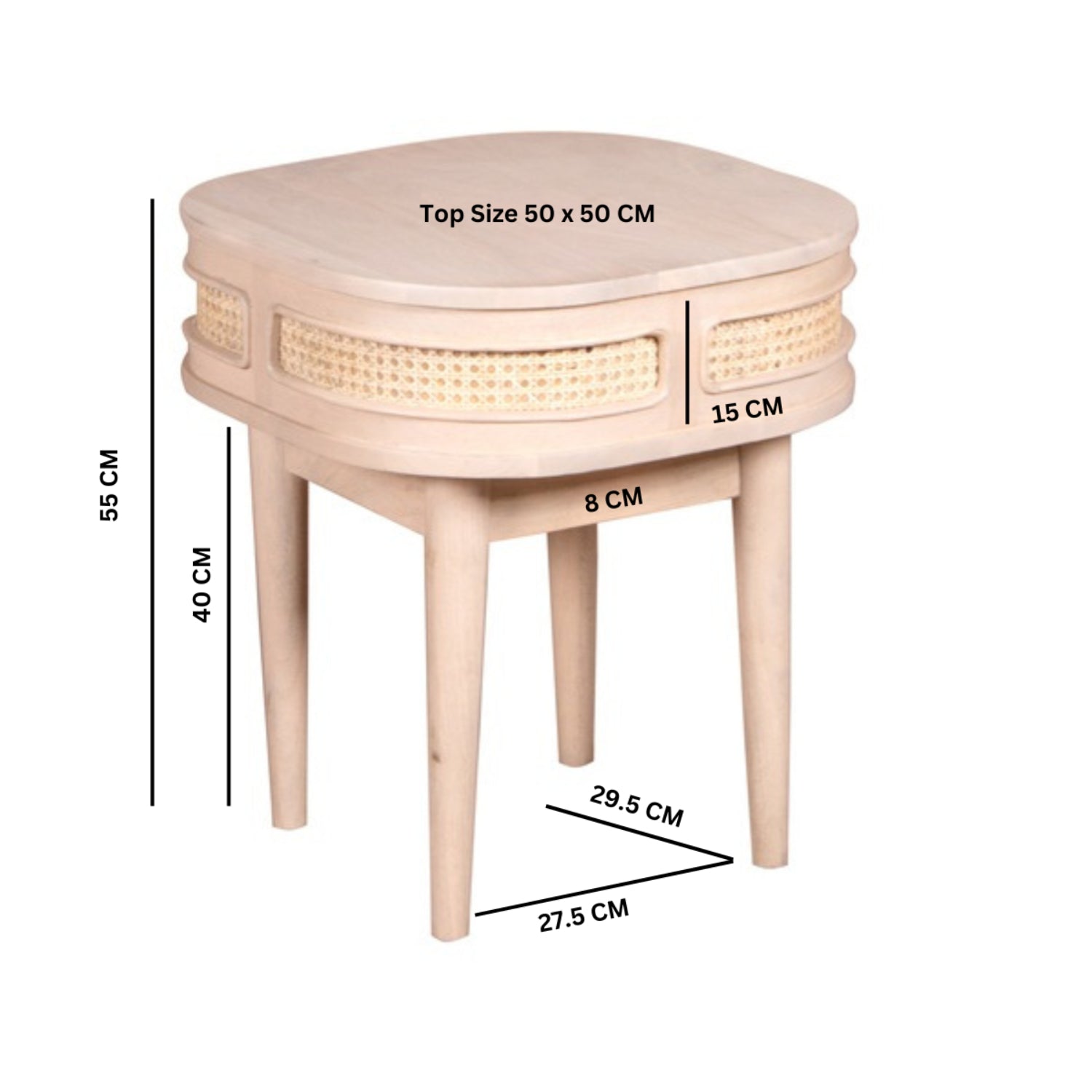 Adah Cane & Mango Wood Bedside Table