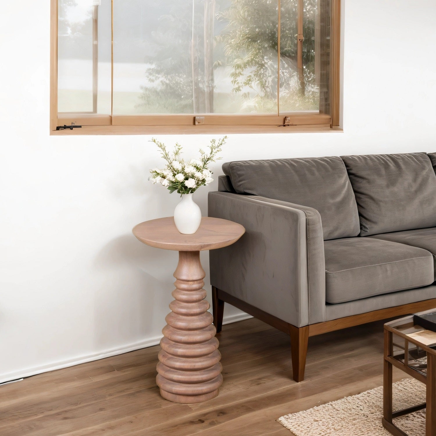 Adah Cane & Mango Wood Side Table