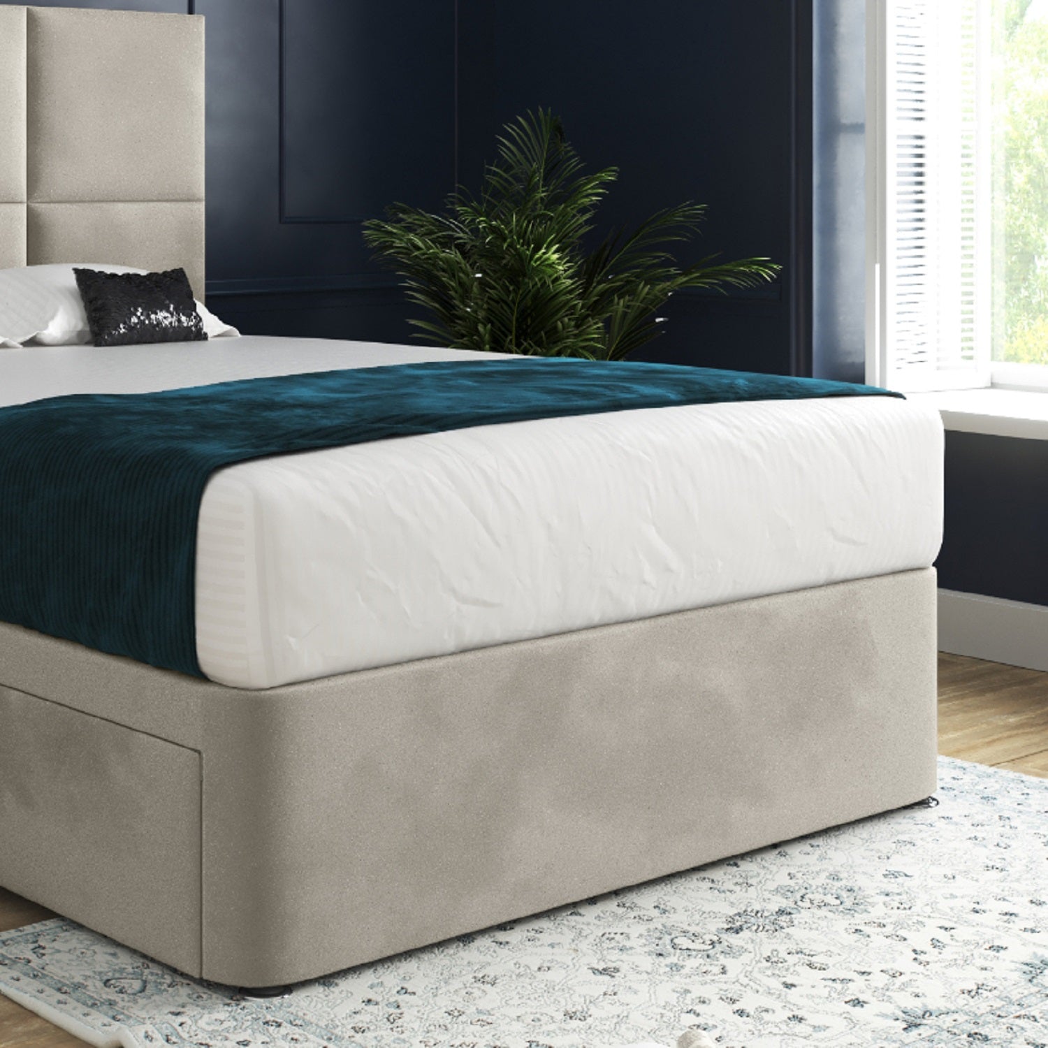 Caprio Upholserted Floorstanding Headboard With Divan Bed Frame