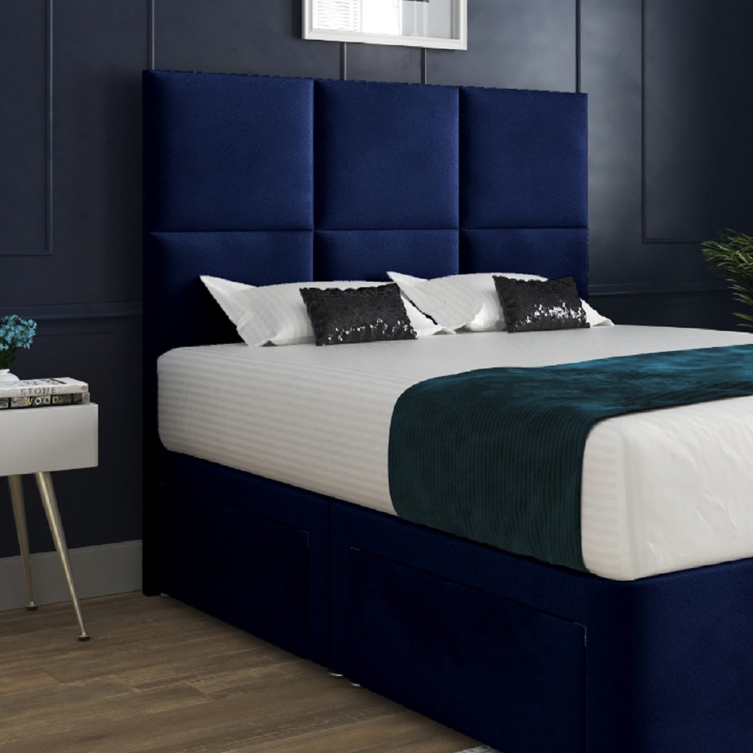 Caprio Upholserted Floorstanding Headboard With Divan Bed Frame