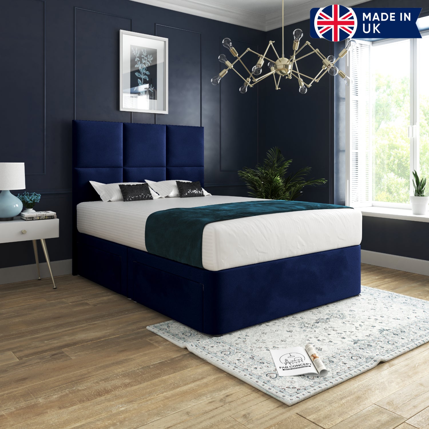 Caprio Upholserted Floorstanding Headboard With Divan Bed Frame