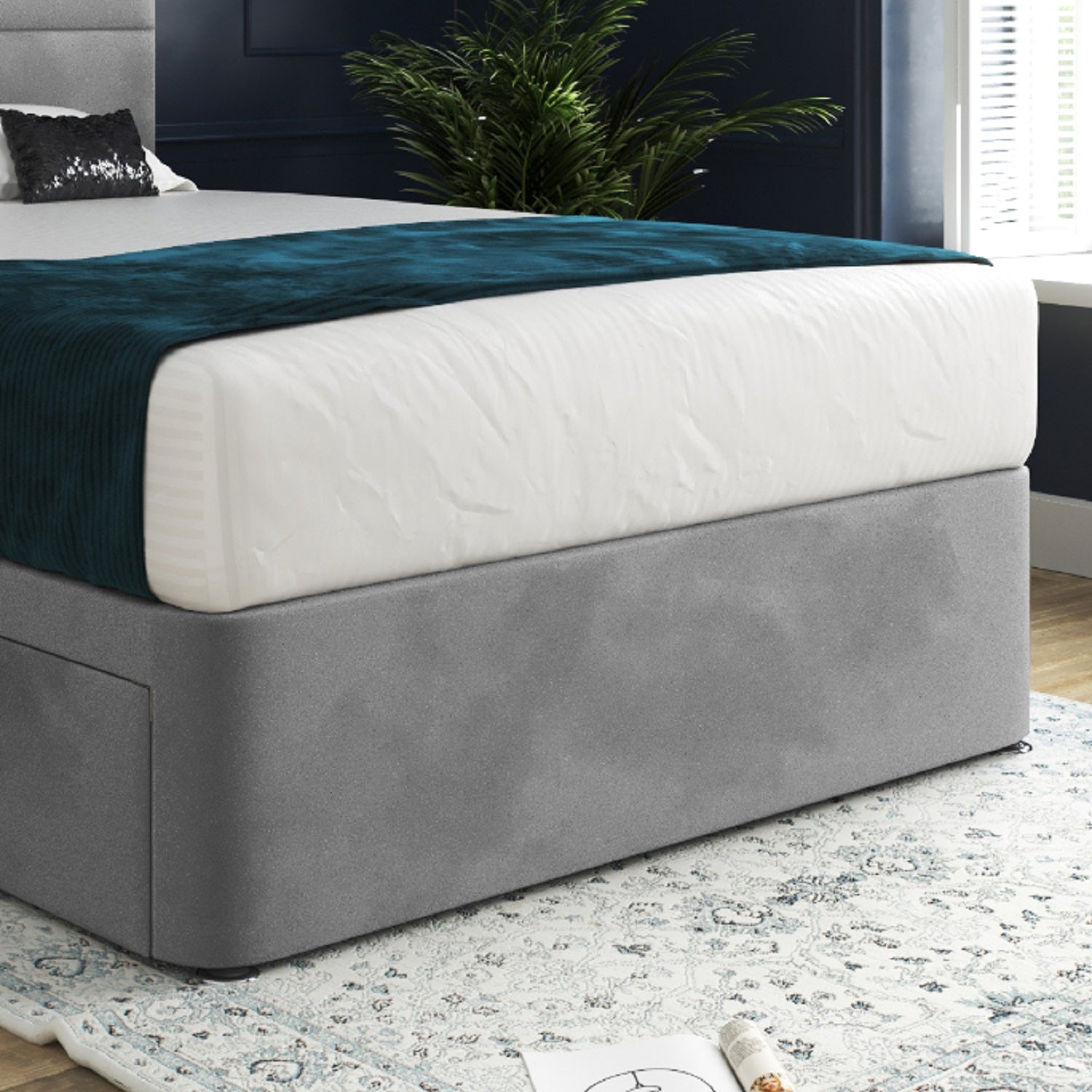Caprio Upholserted Floorstanding Headboard With Divan Bed Frame
