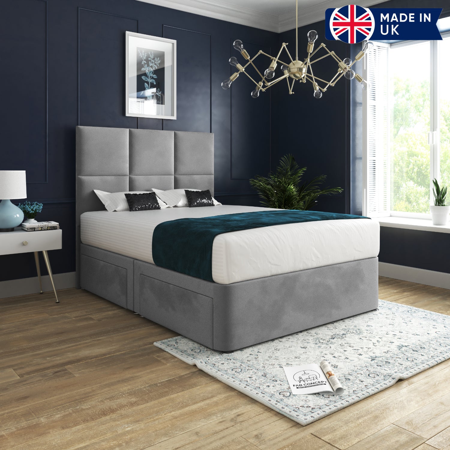 Caprio Upholserted Floorstanding Headboard With Divan Bed Frame