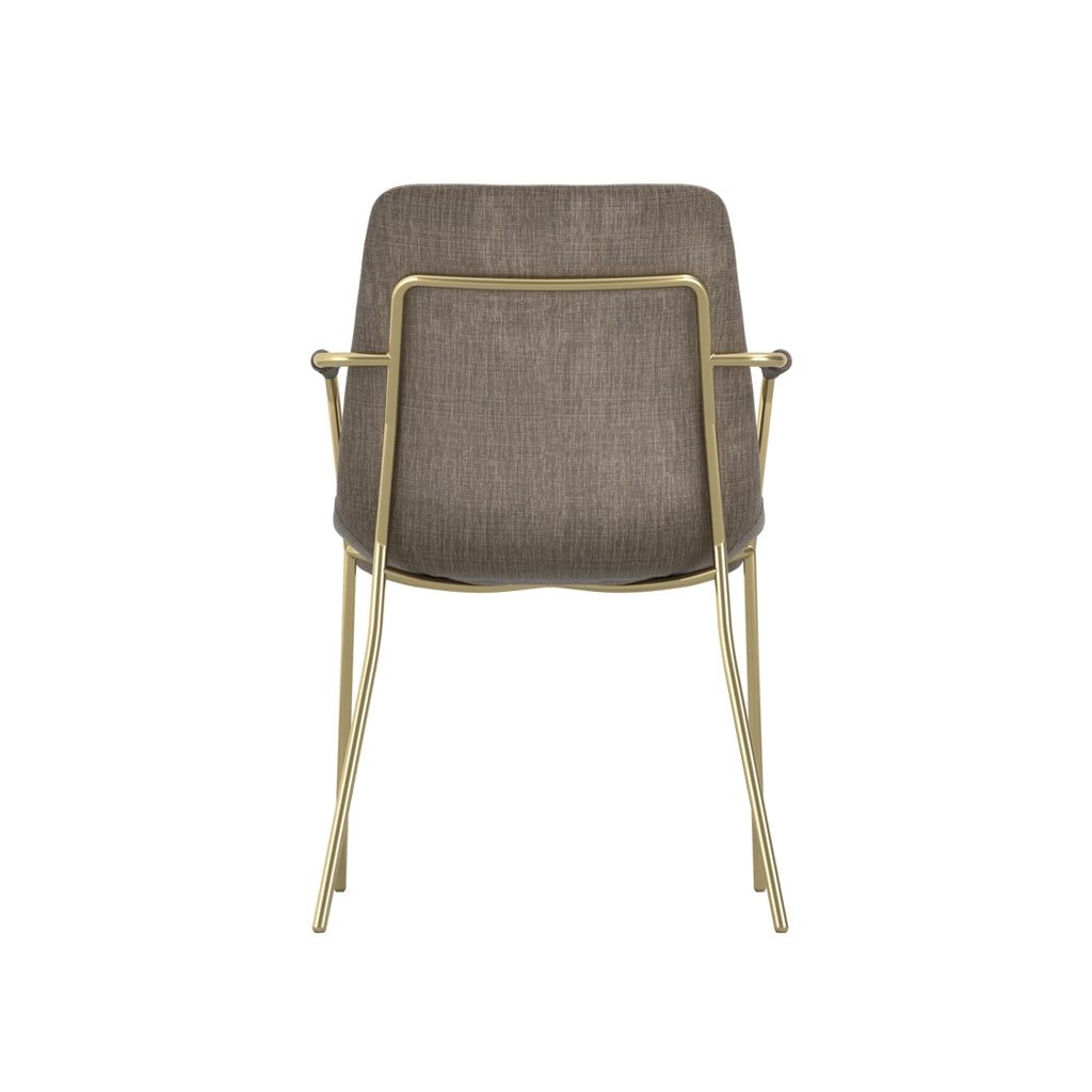 Carlo Taupe and Gold Dining Chair with Arms