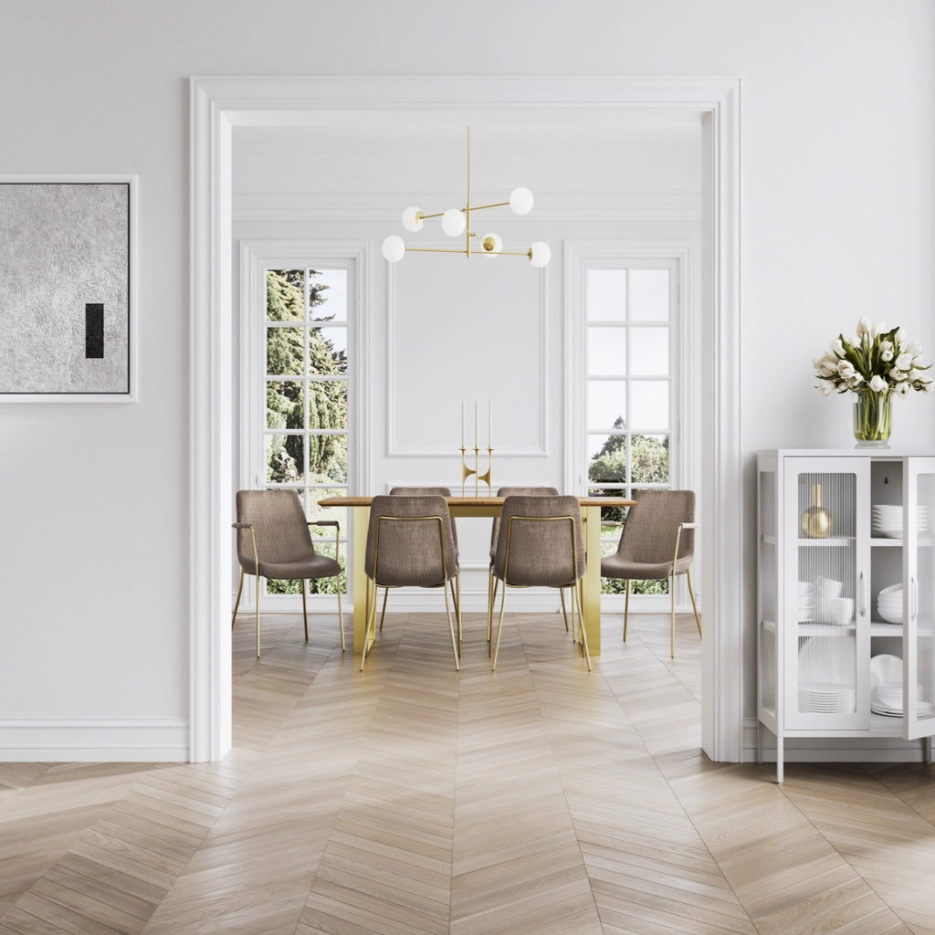 Carlo Taupe and Gold Dining Chair with Arms