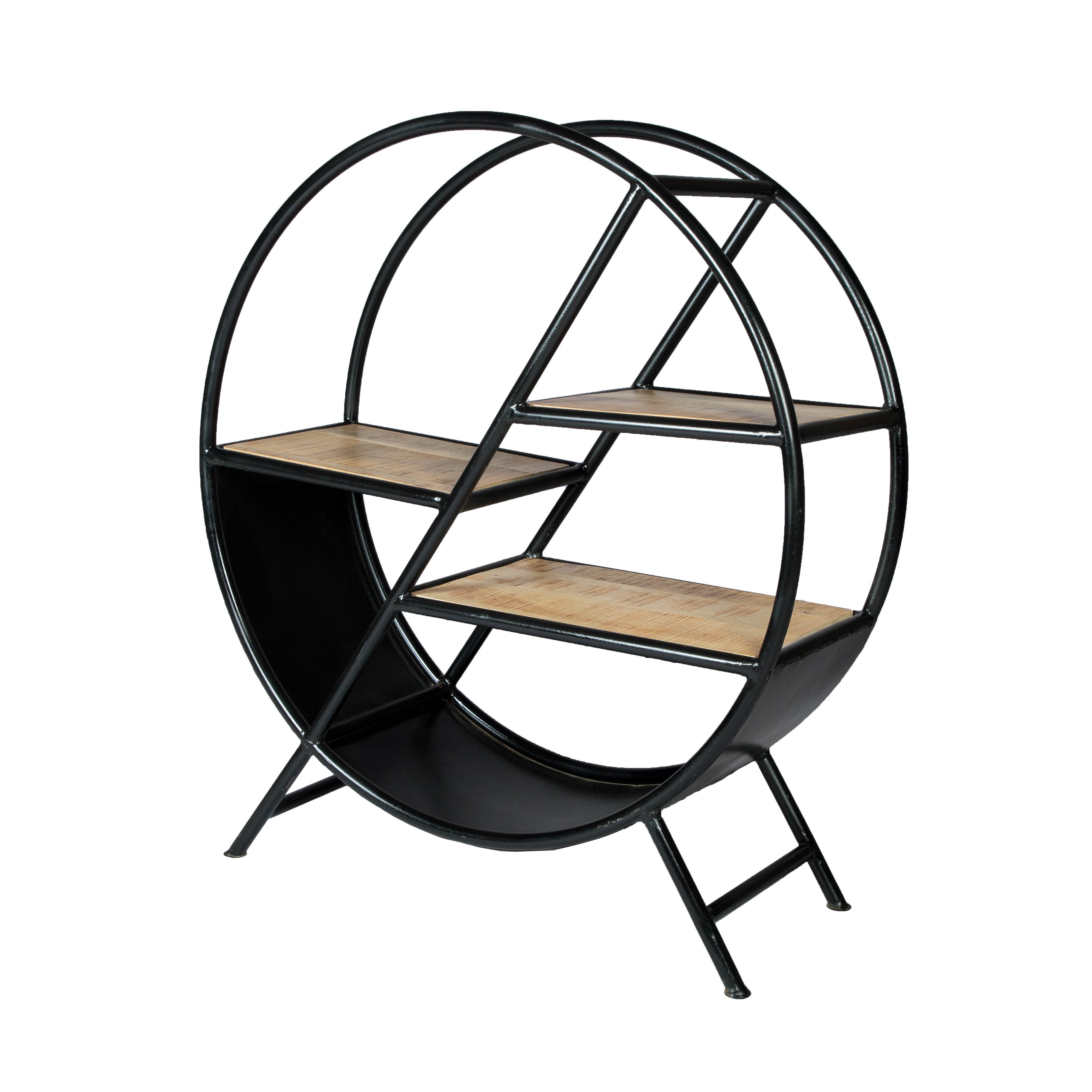 Cosmo Industrial Round Open Bookcase