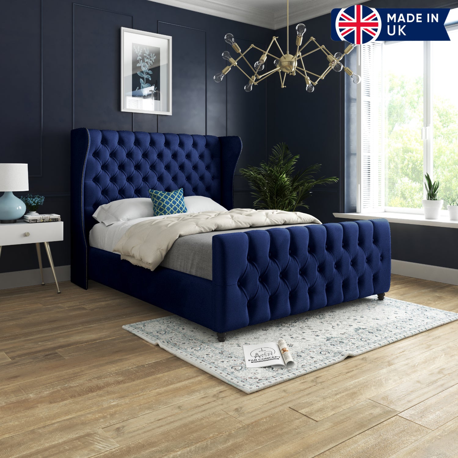 Donati Straight Curved Top Upholstered Soft Velvet Bed Frame