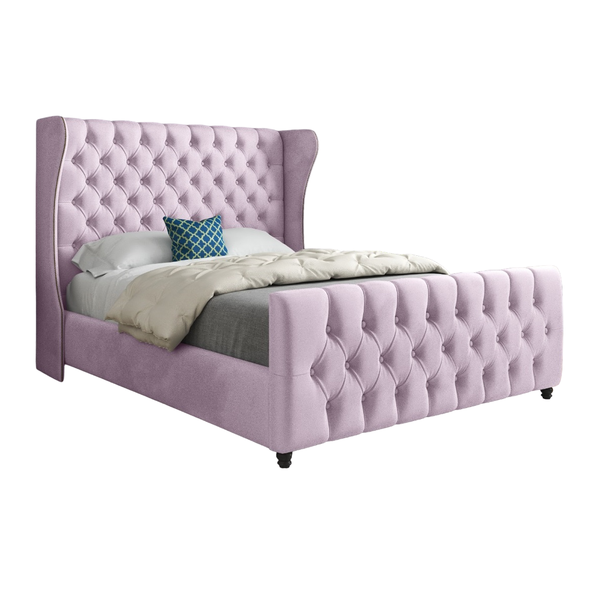 Donati Straight Curved Top Upholstered Soft Velvet Bed Frame