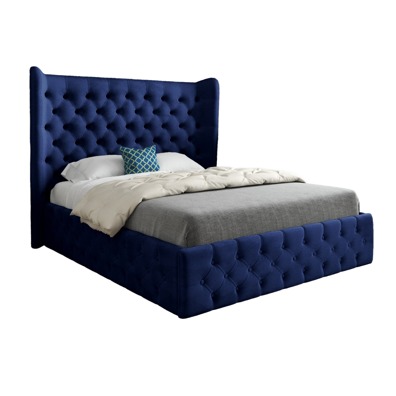 Florence Wide Winged Upholstered Soft Velvet Bed Frame