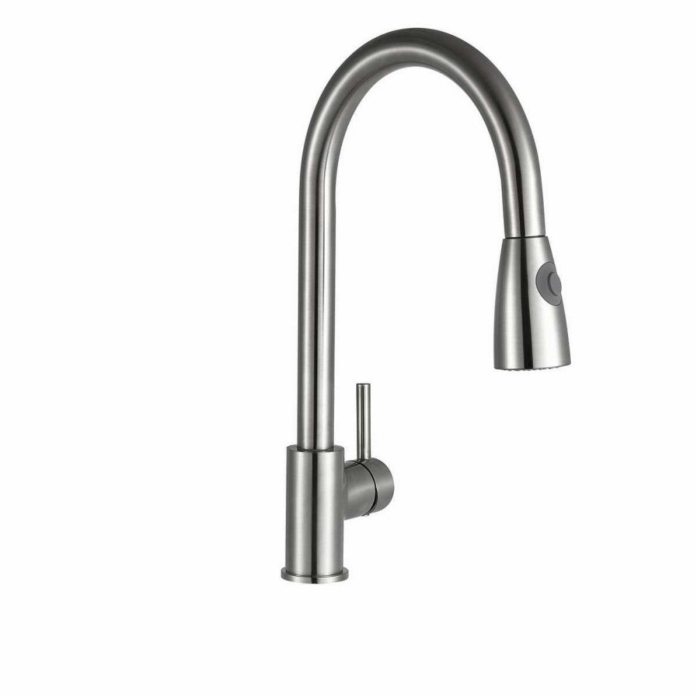 FlowMaster Kitchen Sink Mixer With Pull Out Spray (Brushed Steel)