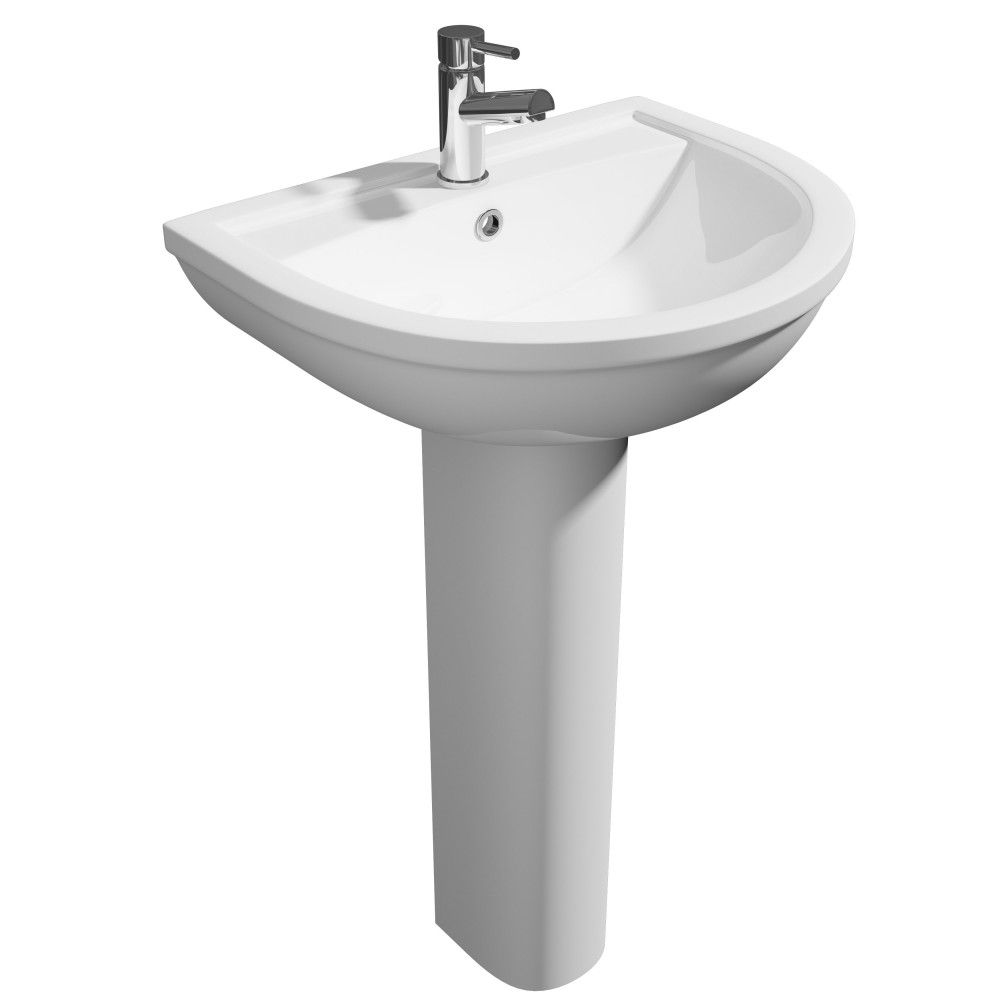 Hugo Style 550mm 1TH Basin & Pedestal
