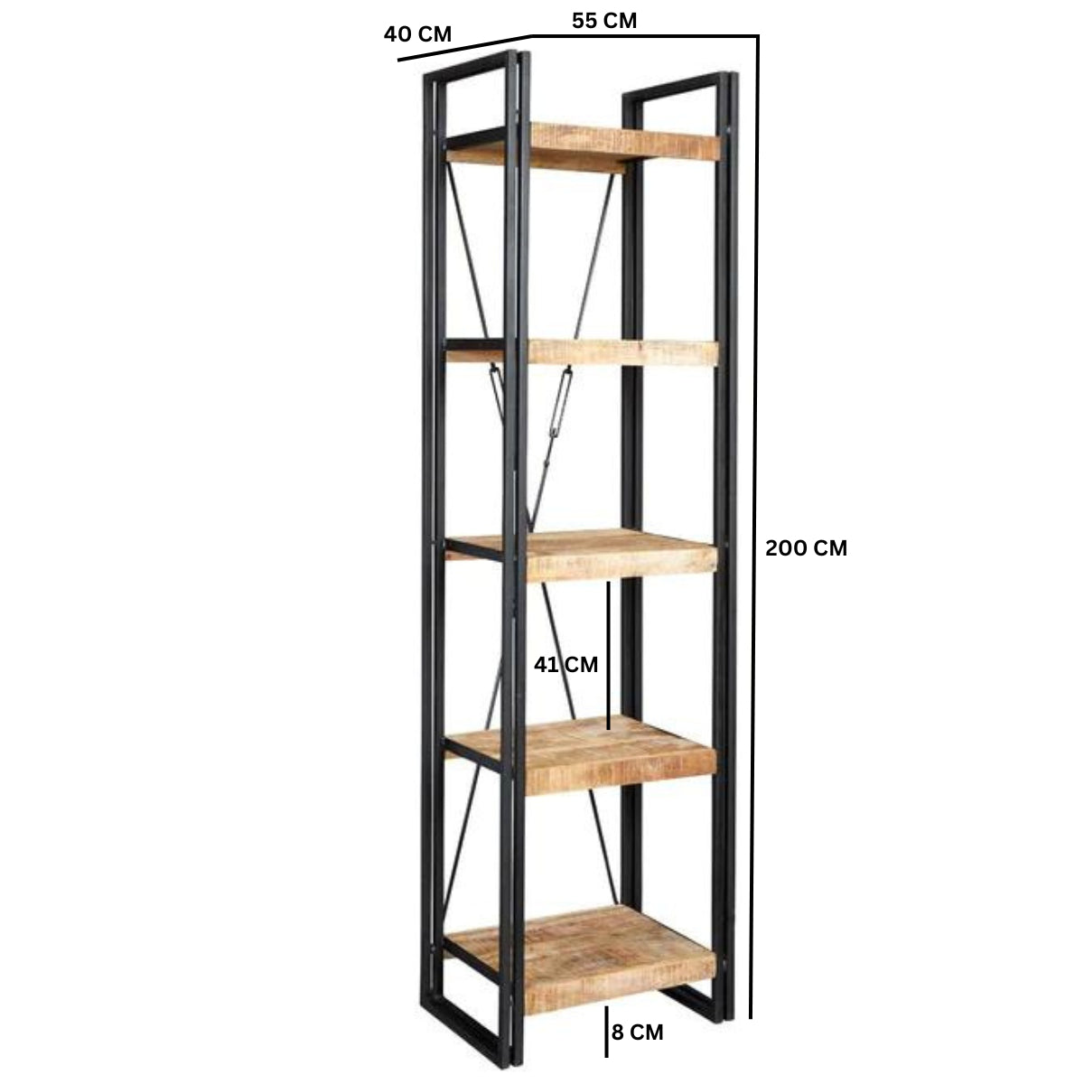 Westhought Industrial Slim Open Bookcase