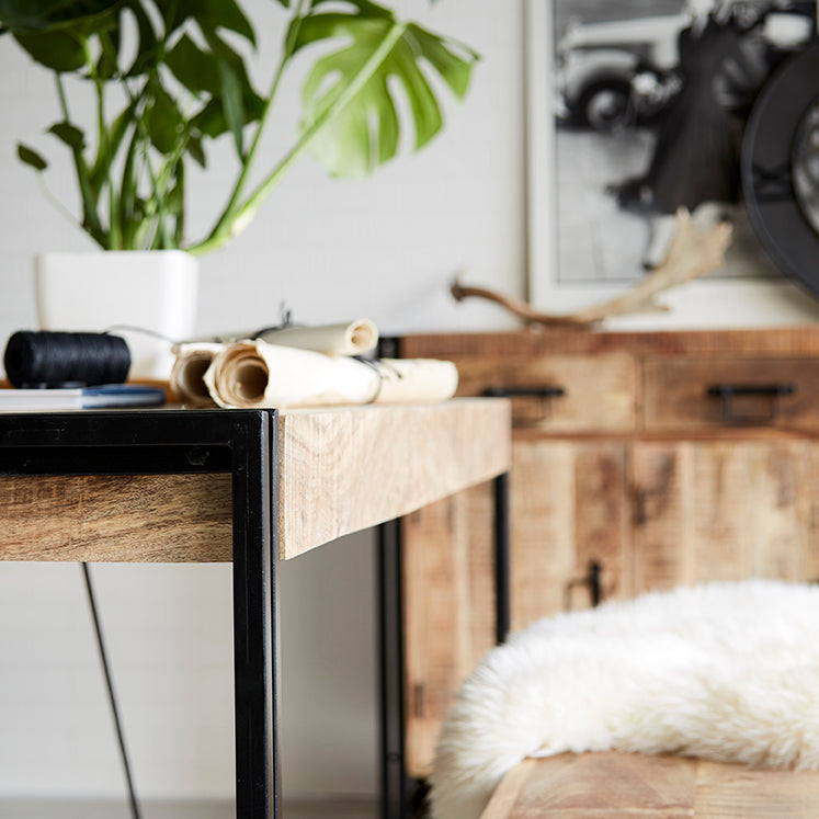 Westhought Industrial Metal & Wood Dining Table - Medium